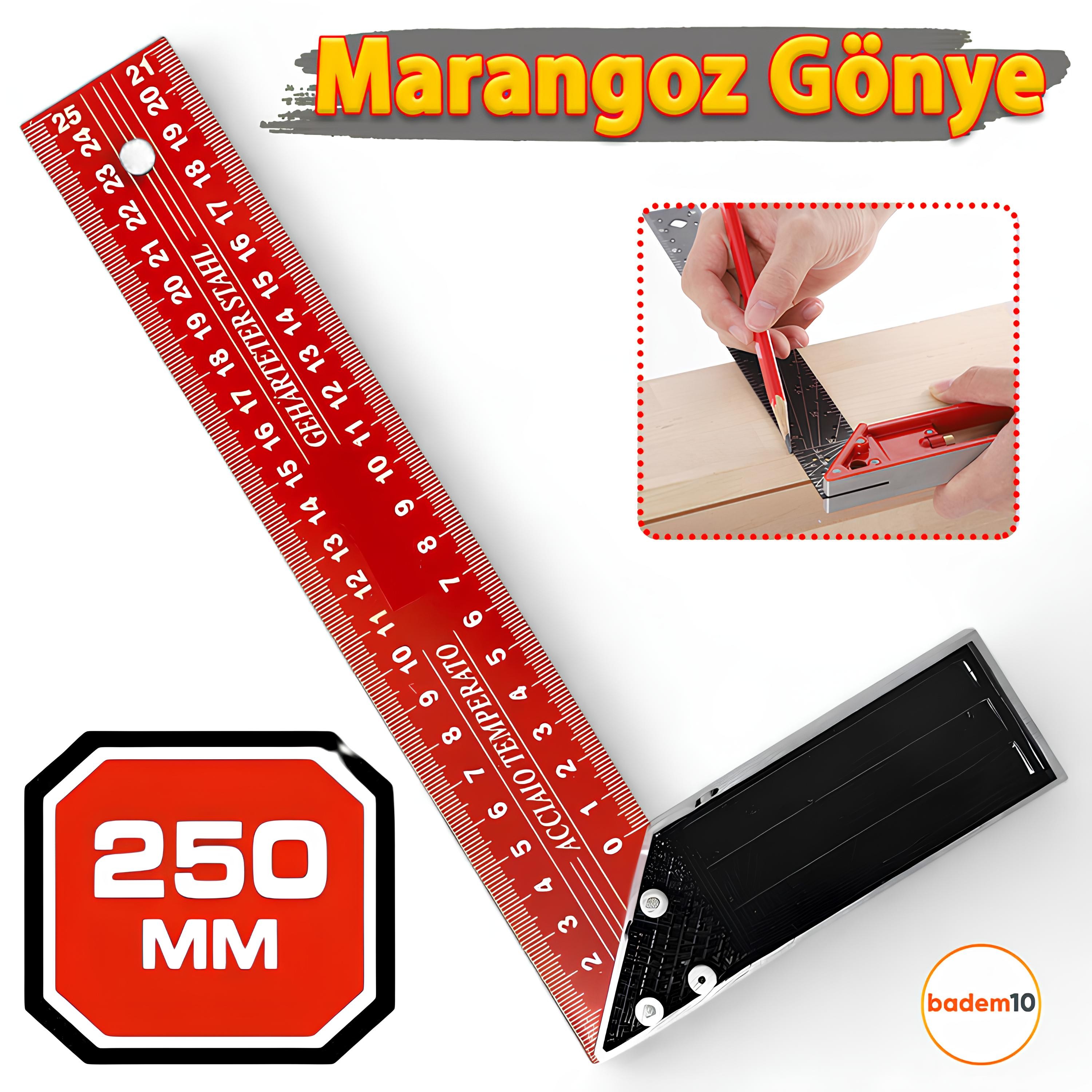 250 mm 25 cm Alüminyum Marangoz Gönye Metal Gövde Açılı Ölçüm Cetveli Ahşap İnşaat Hassas Gönye