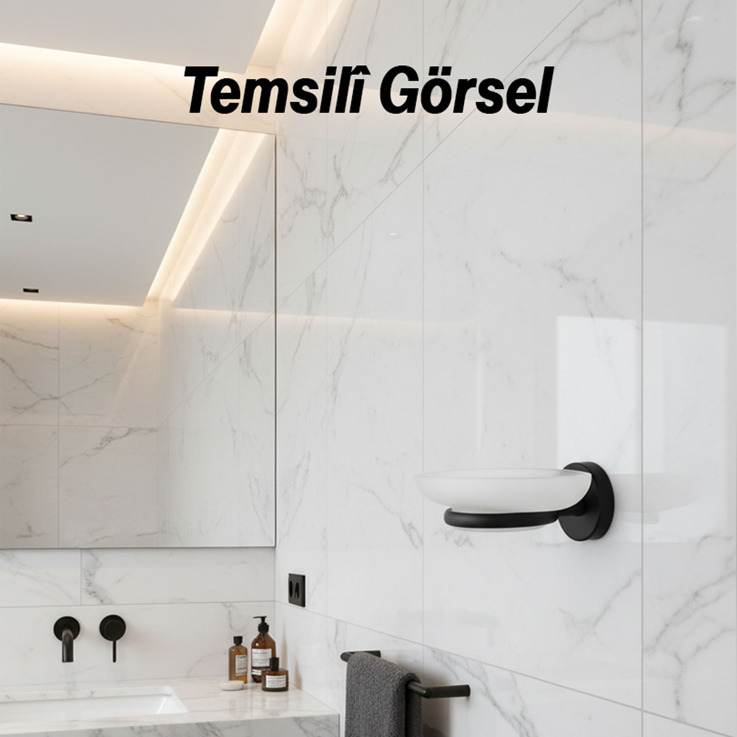 Siyah Metal Duvar Tipi Sabunluk Banyo Tuvalet Mutfak İçin Modern ve Dayanıklı Duvara Monte Sabunluk