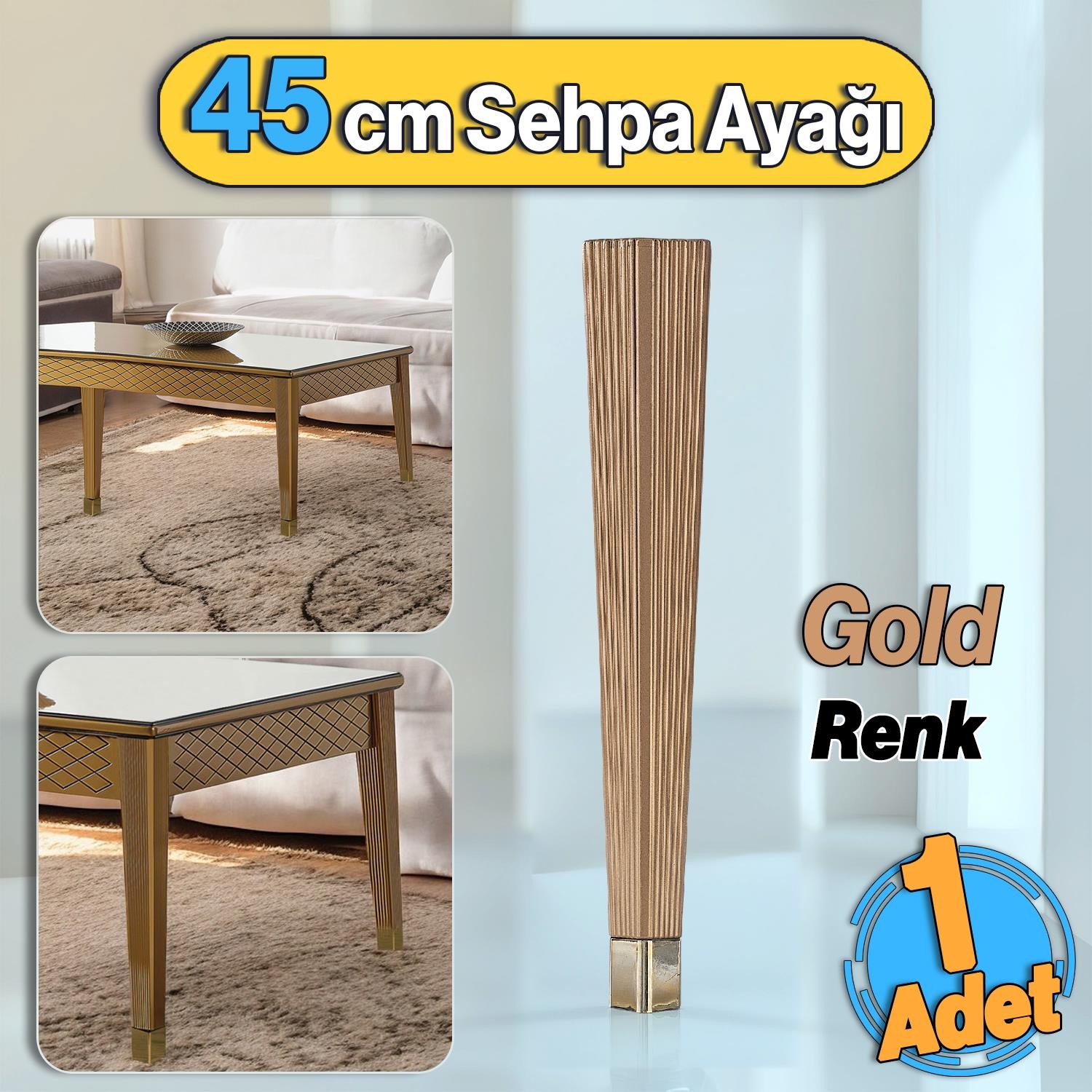 Elit Plastik Sehpa Ayağı 45 cm Mobilya Ayak Zigon Gold Altın Renk Ayak Mutfak Yemek Masası 1 Adet