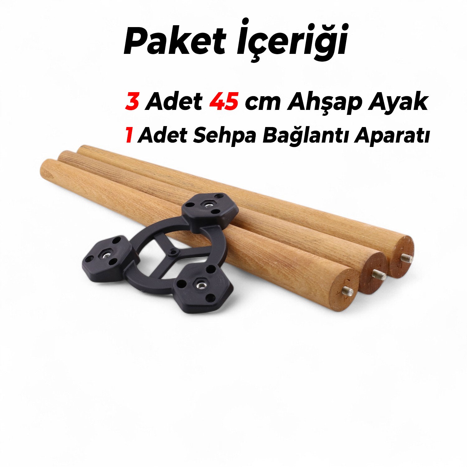 Kahverengi 45 cm 3’lü Sehpa Ayak Seti Boyalı Doğal Ahşap Bohem Silindir Mobilya Ayakları Sehpa Masa