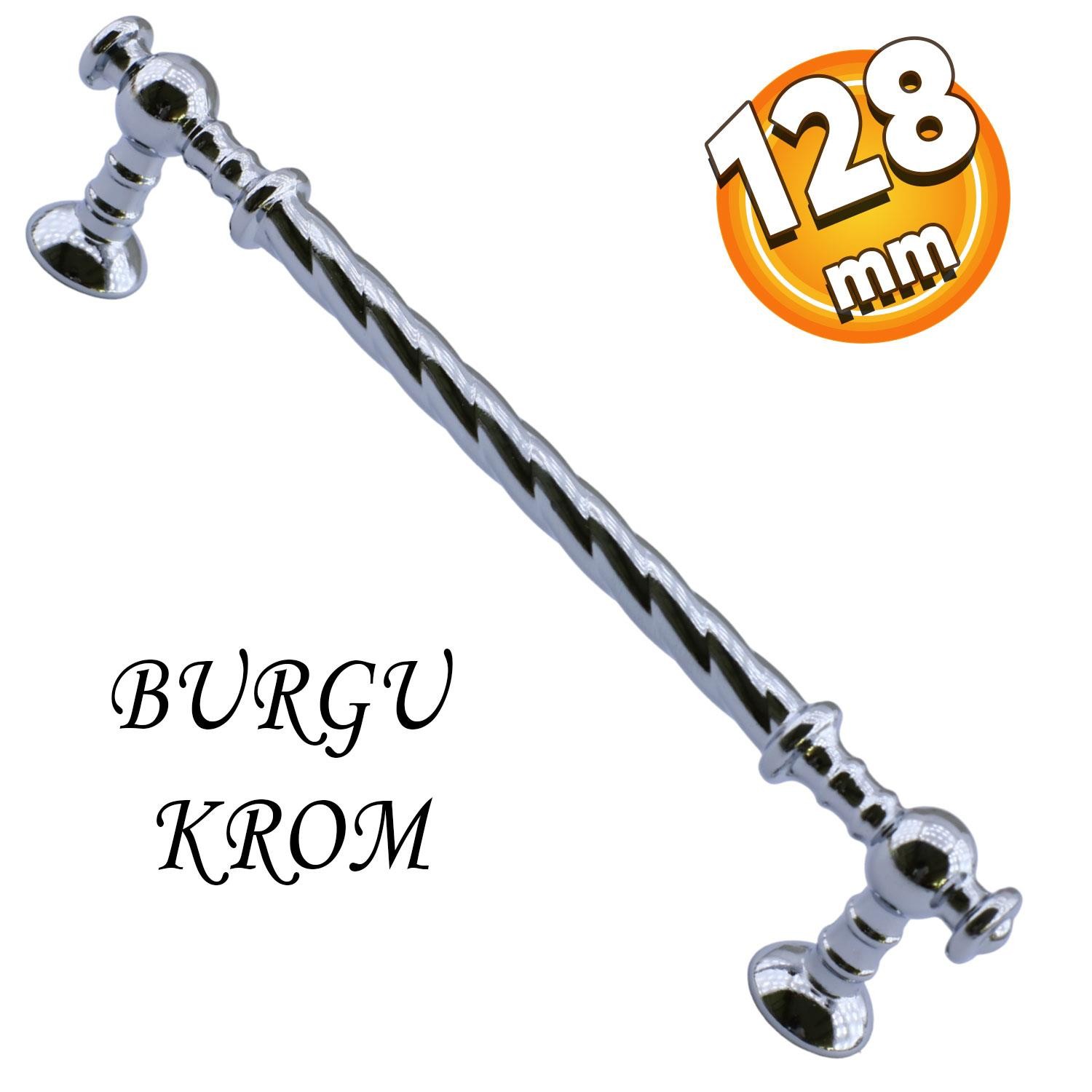 Burgu Mobilya Mutfak Dolabı Çekmece Dolap Kapak Kulpu Kulbu Krom 128 mm Metal Kulp