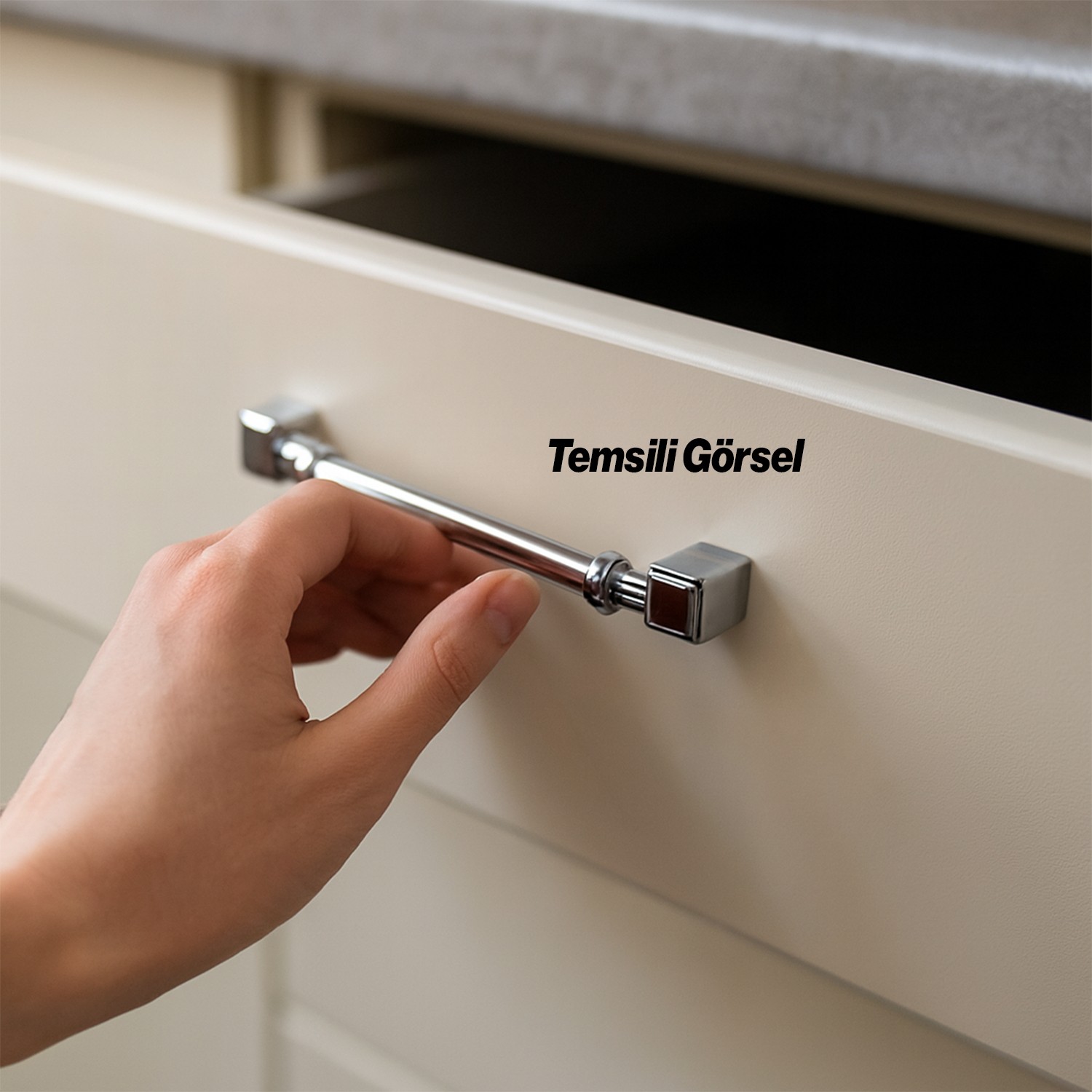 Krom Renk Talas Metal 160 mm 16 cm Düz Kulp Mobilya Mutfak Çekmece Dolap Kulpu Kulbu Kulpları