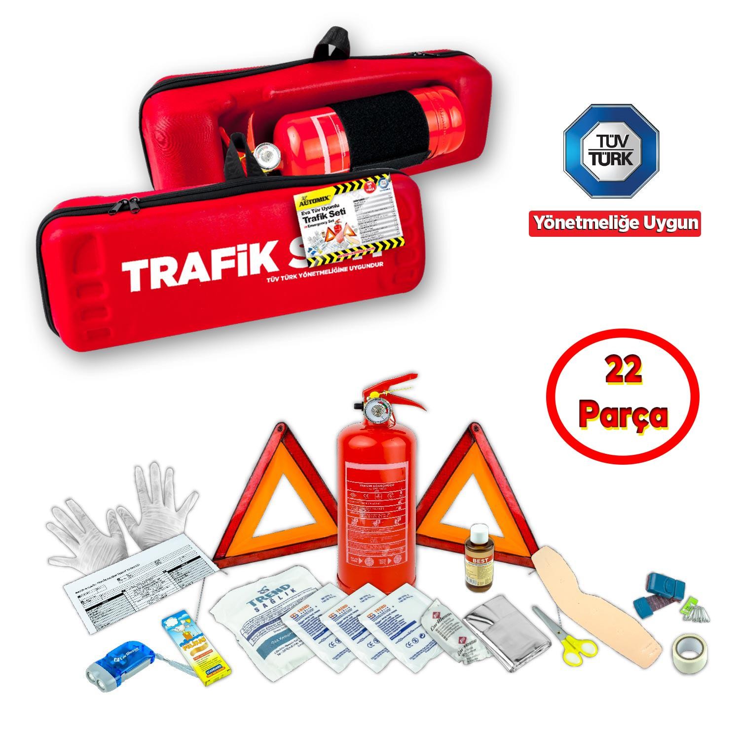 Automix Araç Araba Oto Eva Muayene Tüv Uyumlu 22 Parça Trafik Set Seti 43742