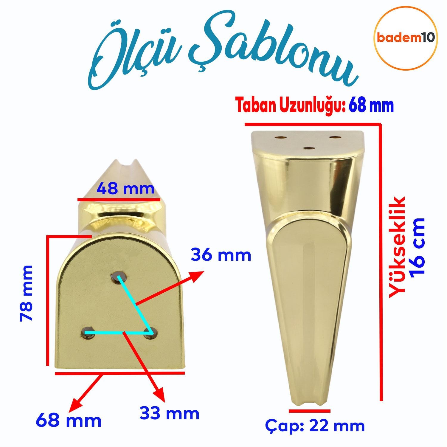 Nota Mobilya Kanepe Sehpa TV Ünitesi Koltuk Ayağı Baza Ayakları Altın Gold 16 cm