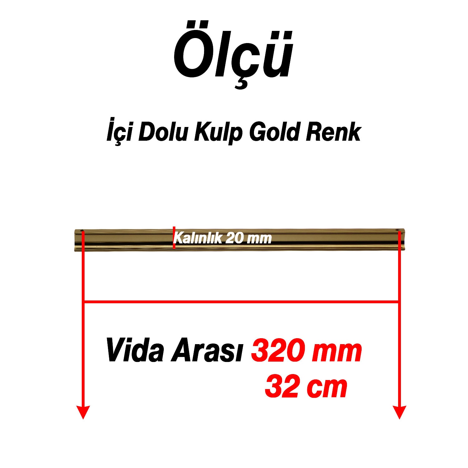 Foça Gold Metal 320 mm Uzun Mobilya Kolu Çekmece Dolap Kulpları Mutfak Dolabı Kapak Kulbu