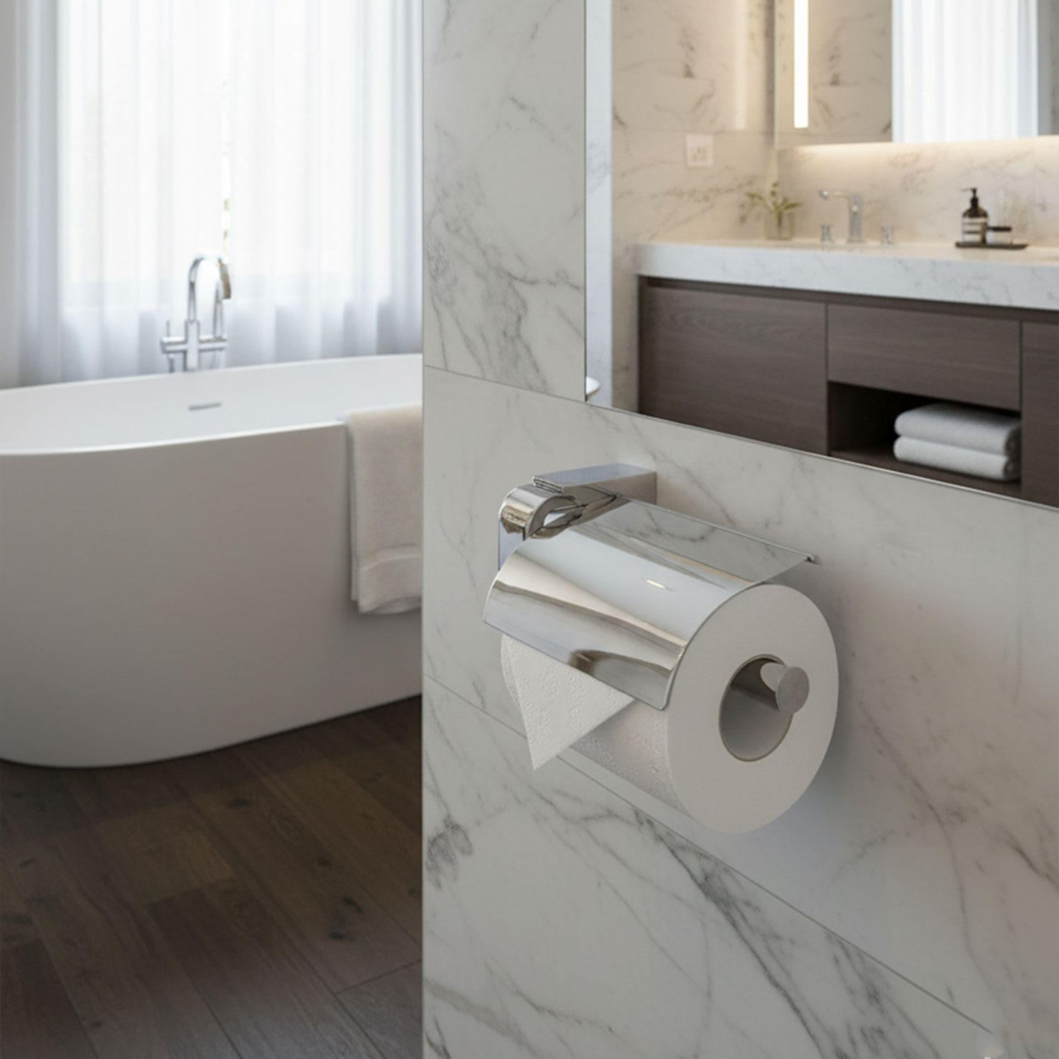 Badem10 Krom Gümüş Kapaklı Lüks Tuvalet Kağıtlık Vidalı Paslanmaz Metal Duvara Monte Banyo Kağıt Aparatı