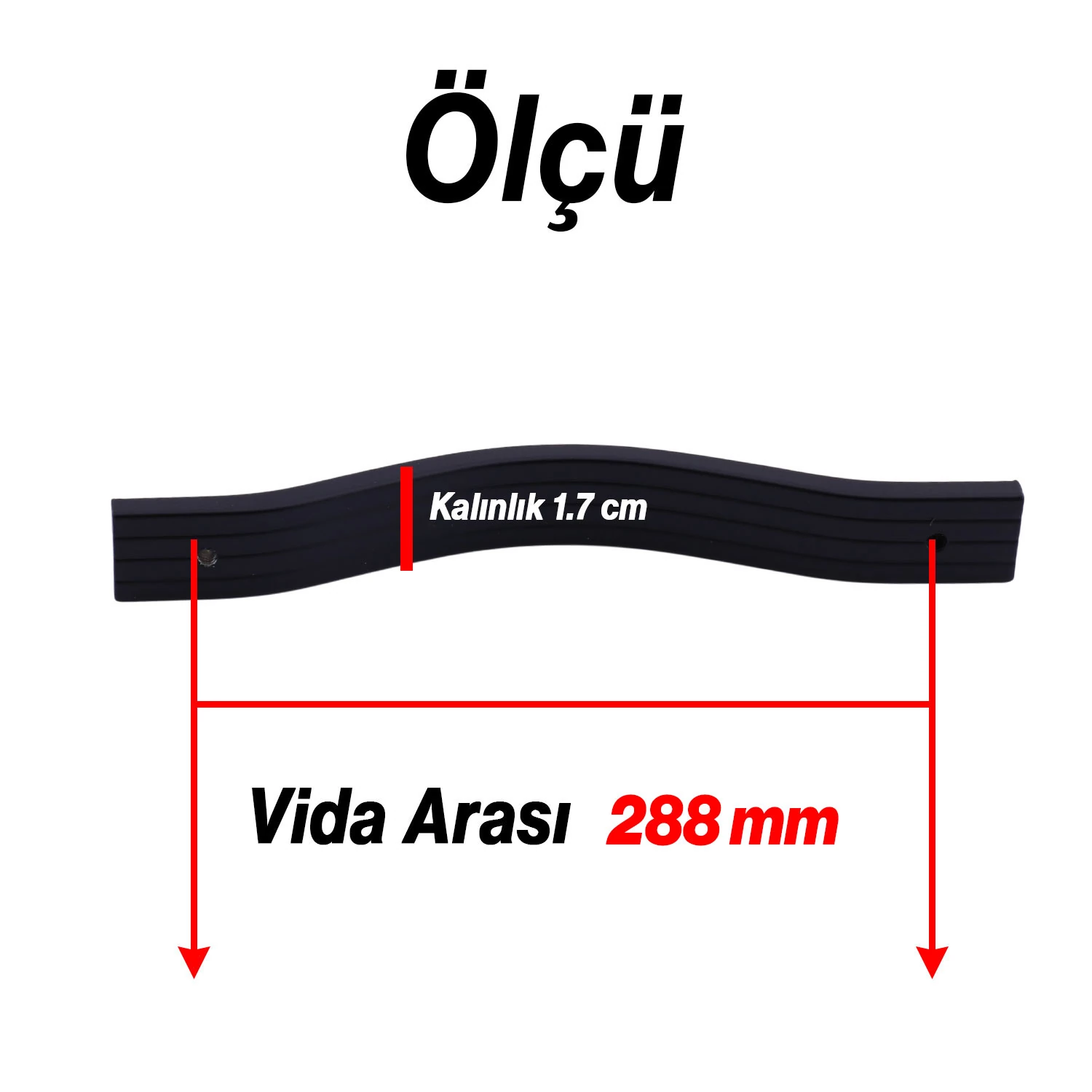 Sümbül Düz Siyah 288 mm Metal Kulp Çekmece Kolu Kapak Kulpları Mobilya Kulpu Modern Mutfak Dolabı