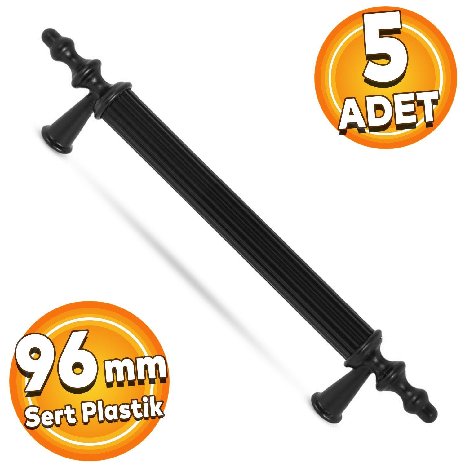 Polavit 96 Mm (SERT PLASTİK) Siyah Mobilya Çekmece Mutfak Dolap Dolabı Kulpu Kulbu Kulpları (5 ADET)