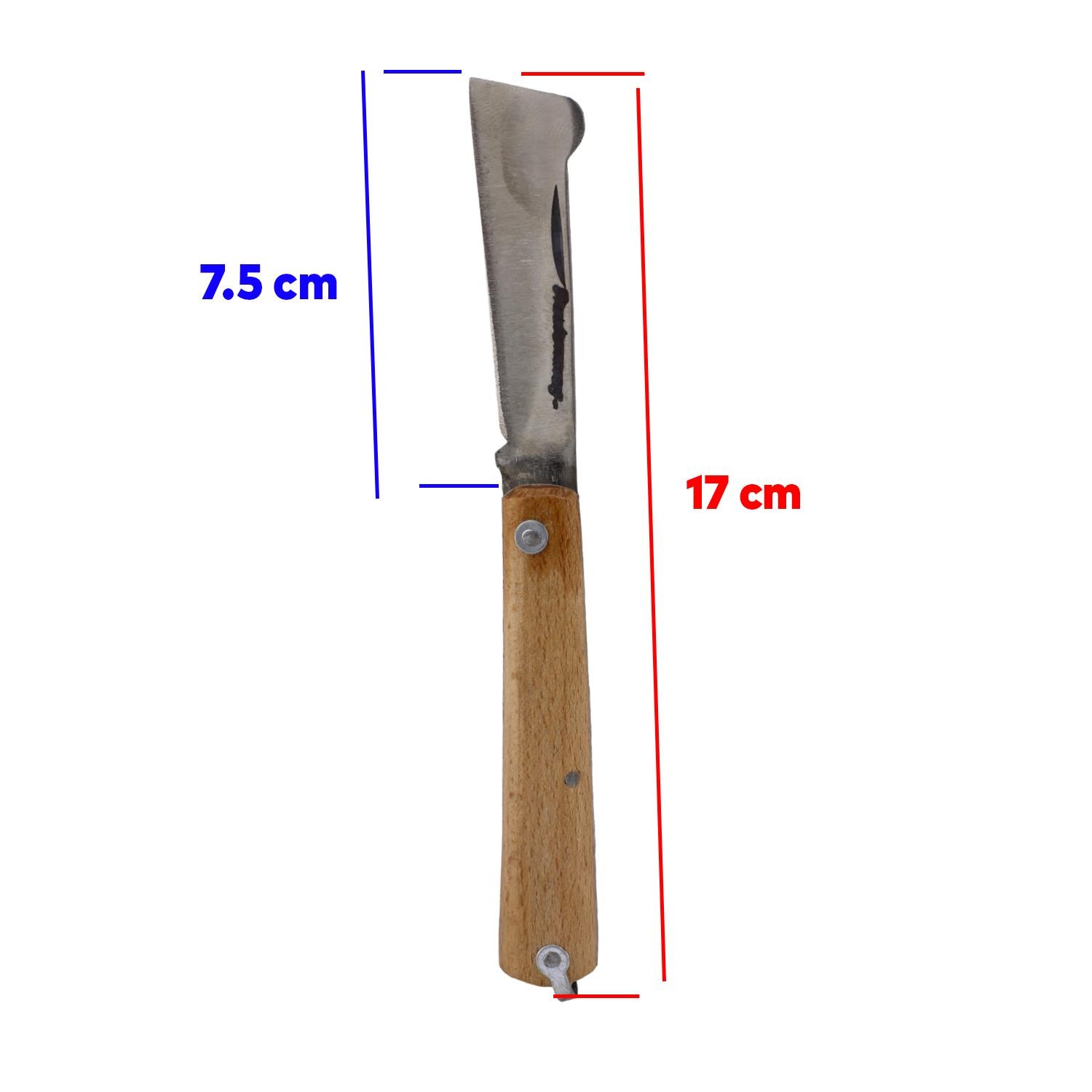 Aşı Bıçağı Profesyonel Çelik Tepeli Uçlu Bağ Ağaç Budama Aşı Çakısı 170 mm Ahşap Saplı Bıçak Çakı