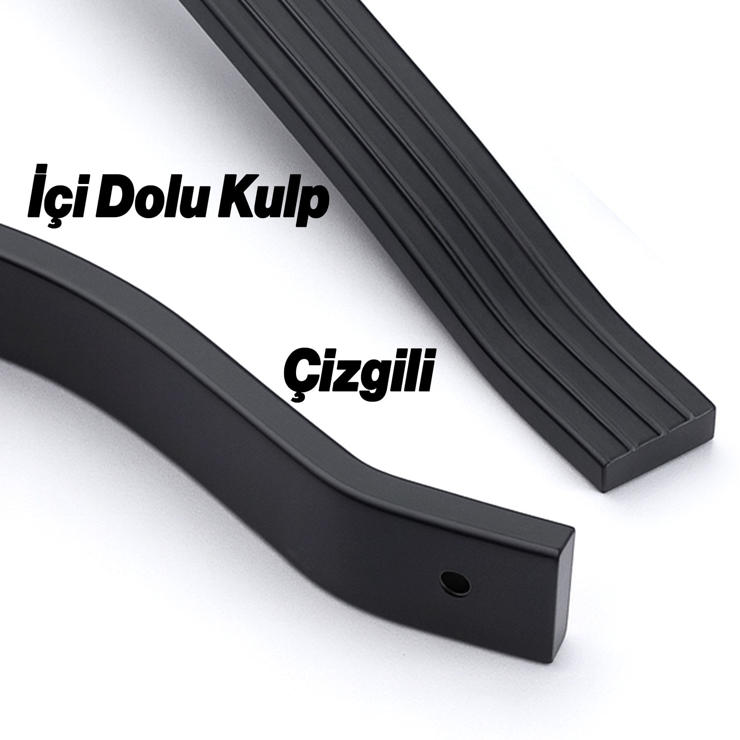 Akasya 192 mm 10 Adet Siyah Metal Çizgili Mobilya Kulpu Paslanmaz Çizilmeye Dayanıklı Tutamak Kulbu