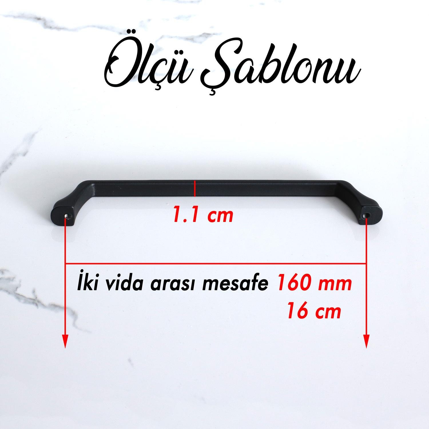 Defne 160 mm Siyah Kulp Mobilya Mutfak Çekmece Dolap Dolabı Kapak Kulbu Kulpları Kulpu Metal 160 mm