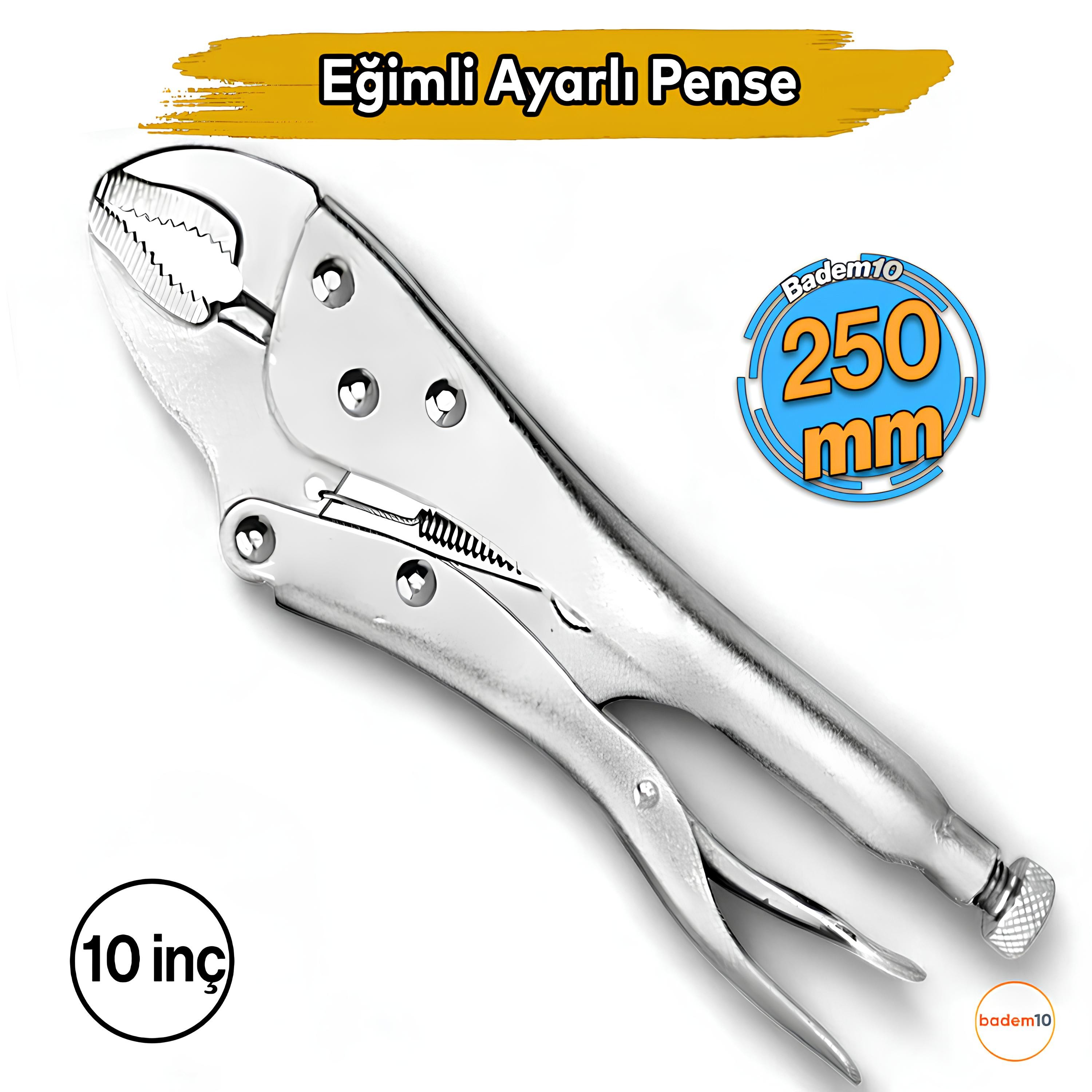 10" İnç 250 mm Eğimli Ayarlı Ayarlanabilir Metal Çelik Pense Çok Amaçlı Pense Mengene Sıkma Sökme El Aleti