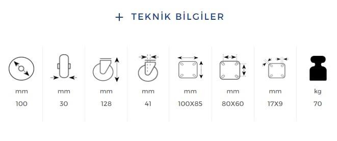 Kama Oynak Tablalı 100x30 mm Teker Siyah Burçlu Ağır Yük Tekeri