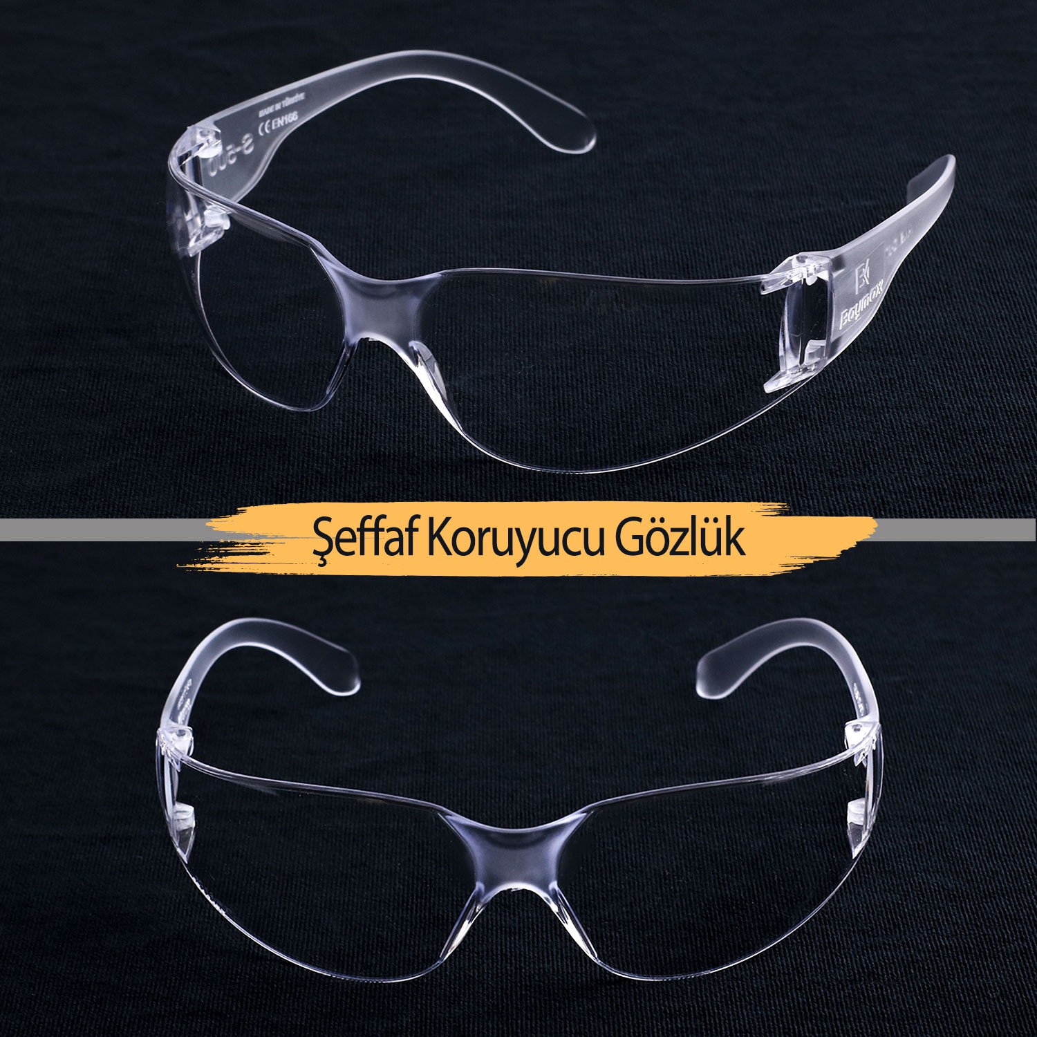 İş Güvenlik Güvenliği Gözlüğü Koruyucu Deney Laboratuvar Gözlük S500 Dinamik Şeffaf Ürünleri