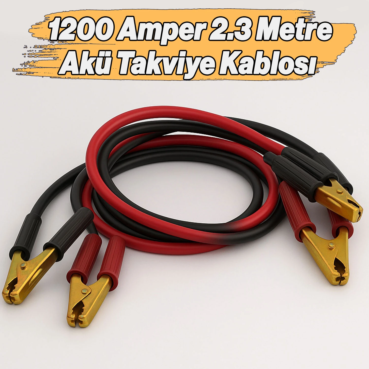 Akü Takviye Kablosu 1200 Amper 2.3 Metre Kalın Telli Güçlü Araç Akü Yardım Başlatma Kablosu