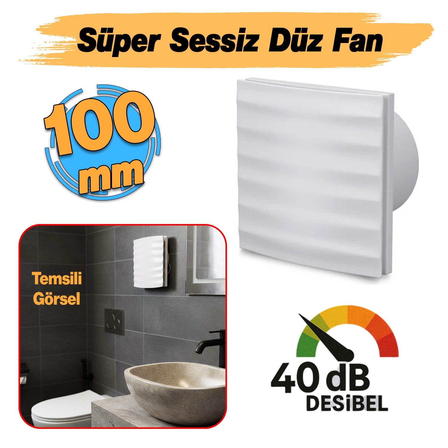 Süper Sessiz 12 W Kapaklı Düz Banyo WC Aspiratör Fanı 100 mm Duvar Tipi Tuvalet Hava Havalandırma