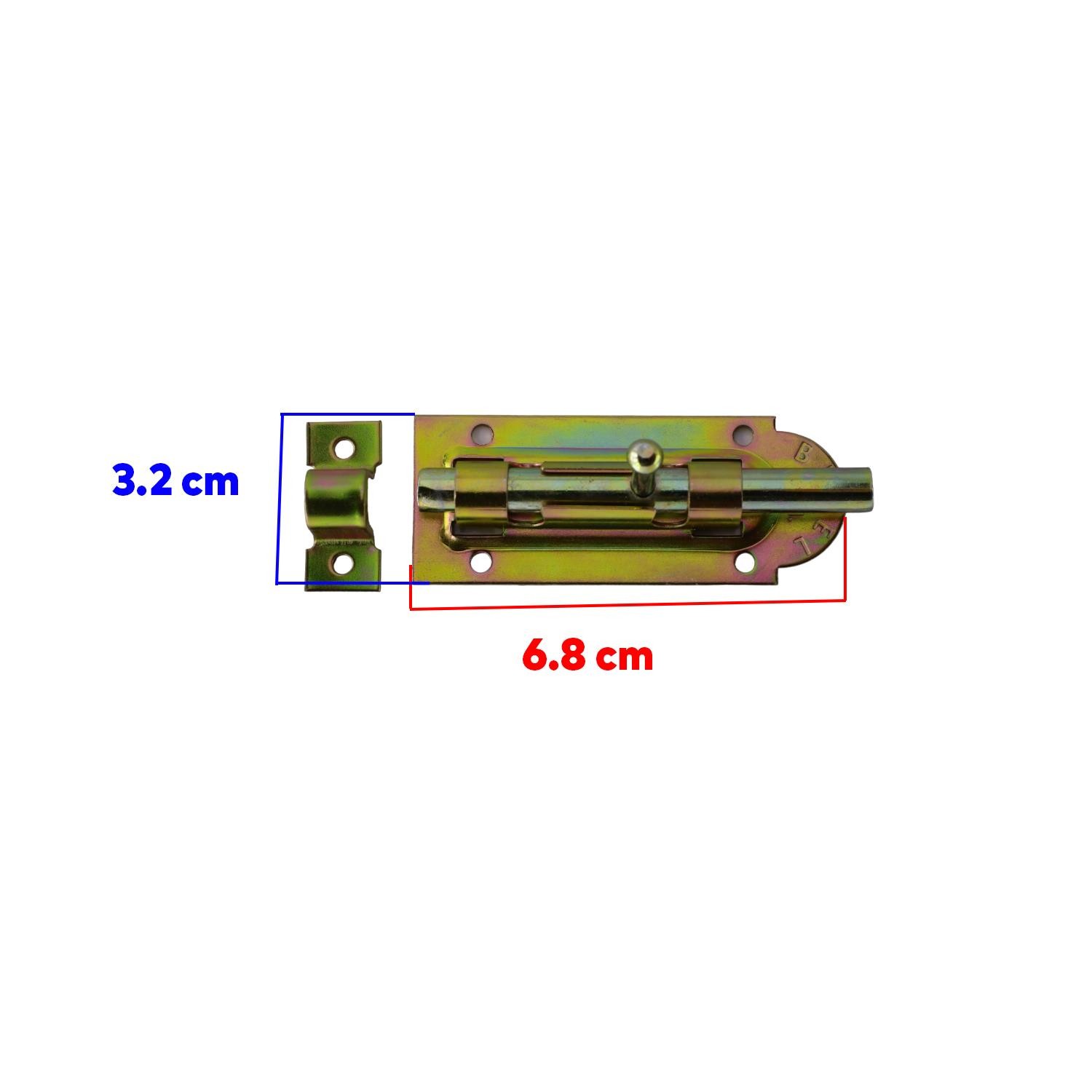 Mavzer Sürgü No:2 Kilit Kadmiyum 32x68 mm Ahşap Pvc Demir Kapı Pencere Emniyet Mandalı Kilidi