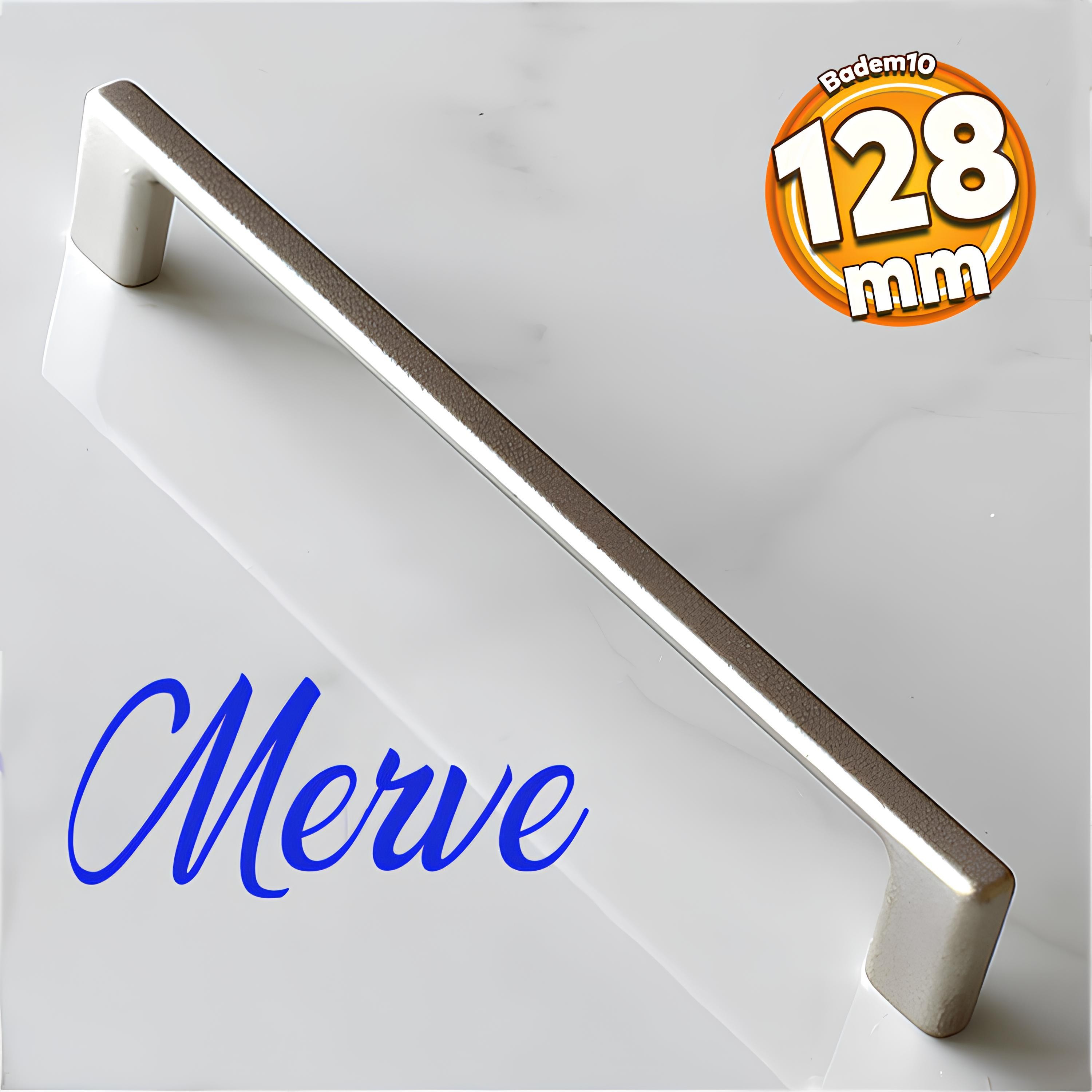 Merve Saten 128 mm Çekmece Dolap Kapak Kulpu Kulbu 128 mm Saten Metal Kulp Mobilya Kulbu Kulp