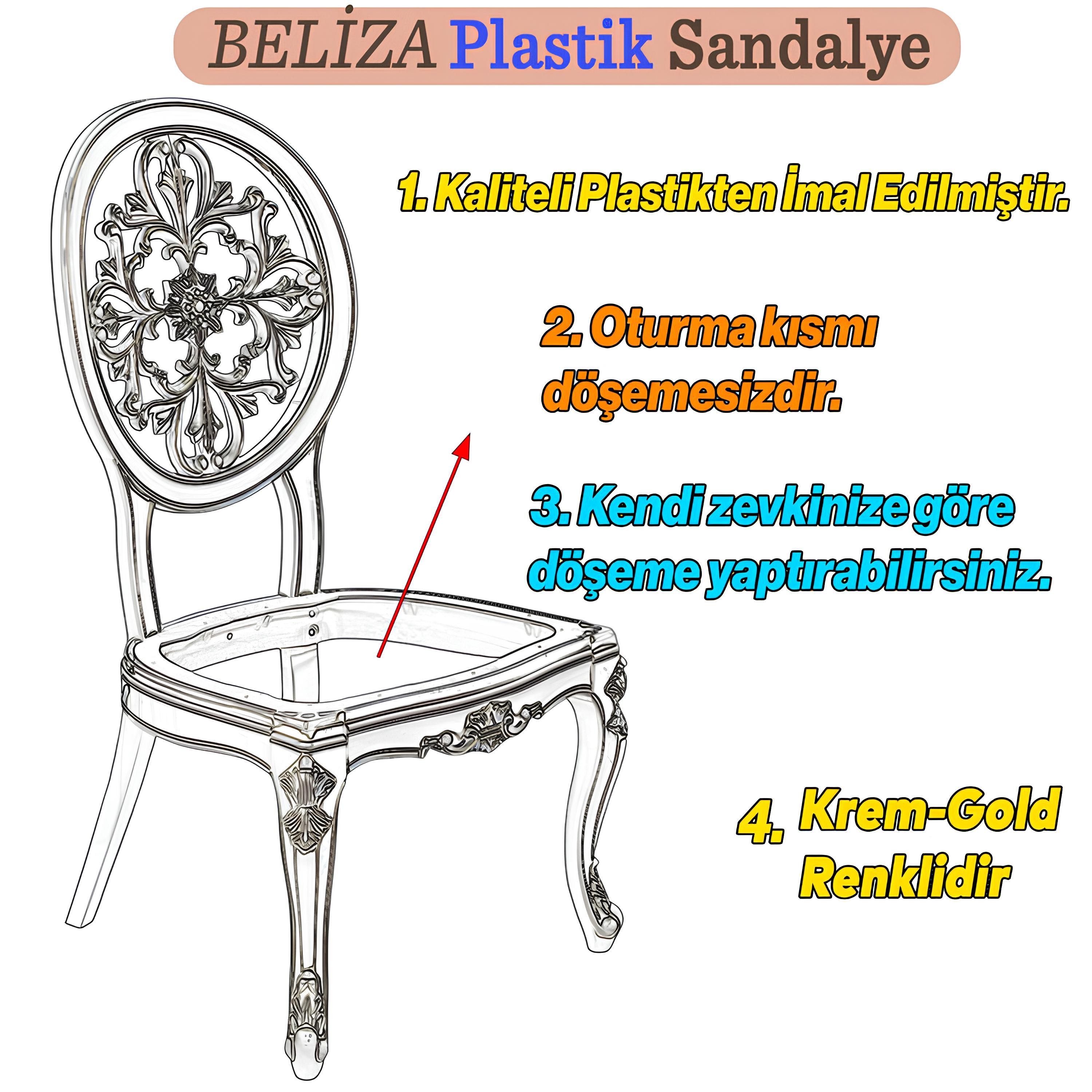 Beliza Sandalye Sert Plastik Krem Kahve Koltuk Bahçe Balkon Mutfak Yemek Masası Sandalyesi