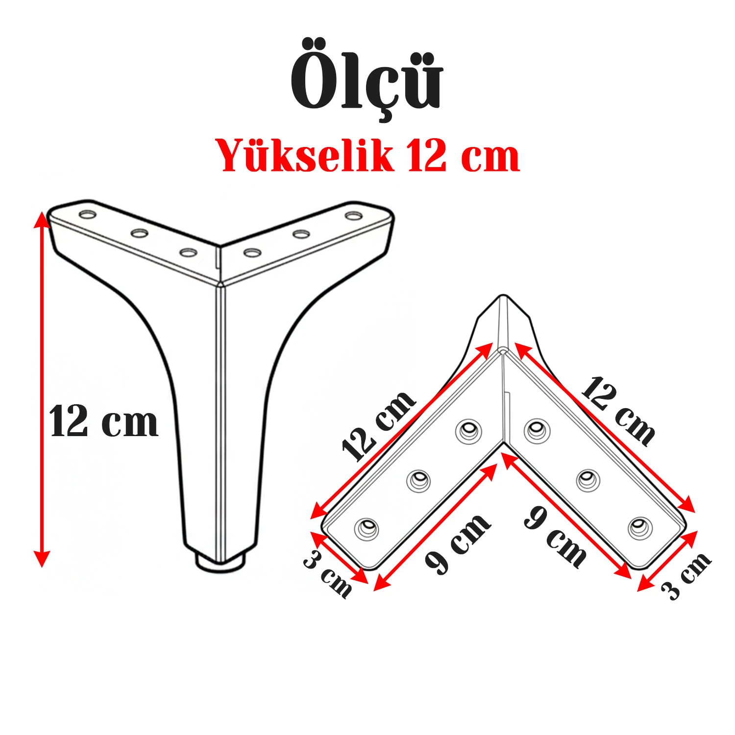 Dekor 12 cm Gold 4 'lü Set Altın Metal Mobilya Ayağı Dayanıklı Modern Tasarım Koltuk Sehpa Ünite