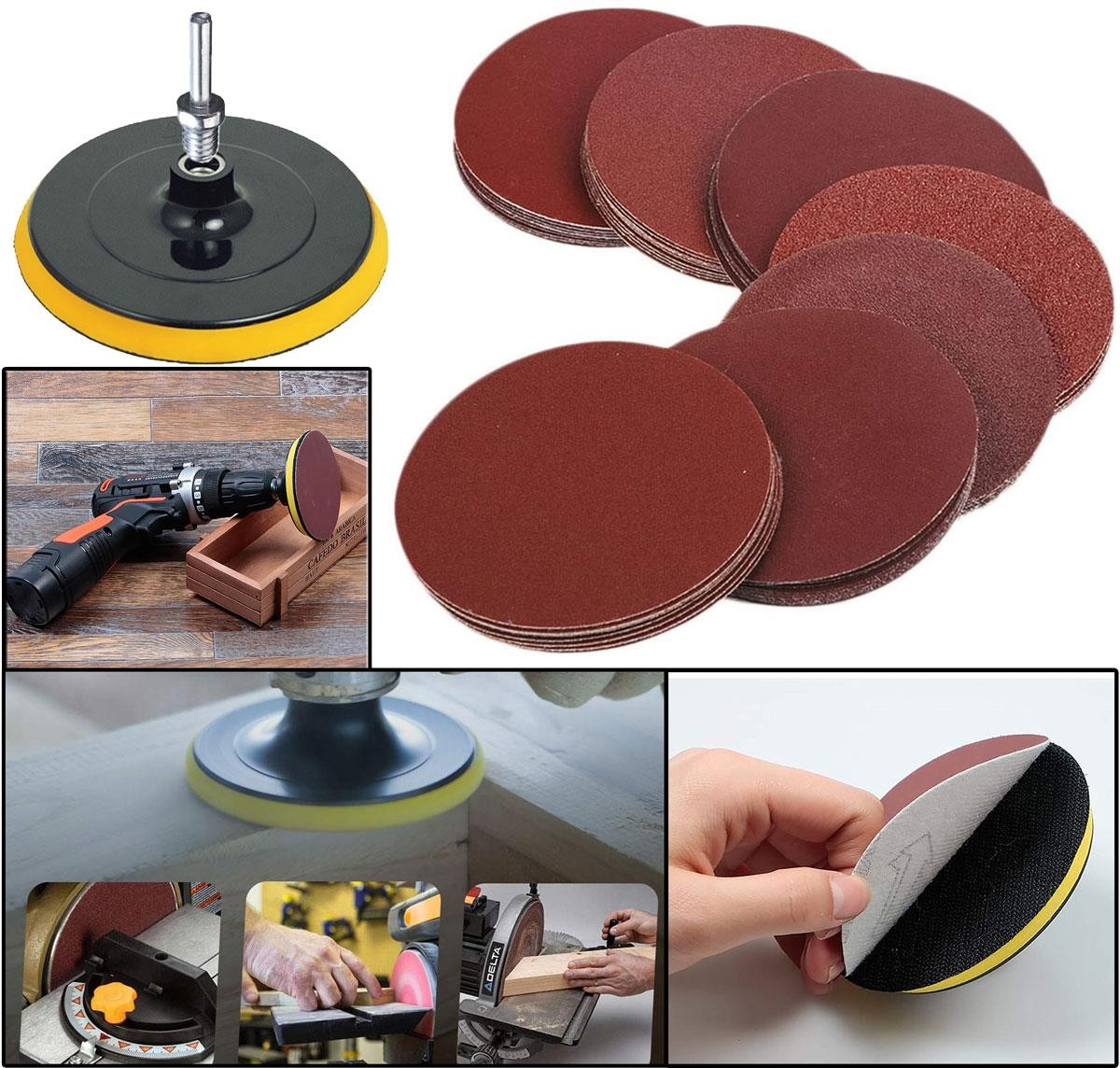 42 PARÇA 115 Mm Cırt Zımpara Seti + Matkap Aparatı