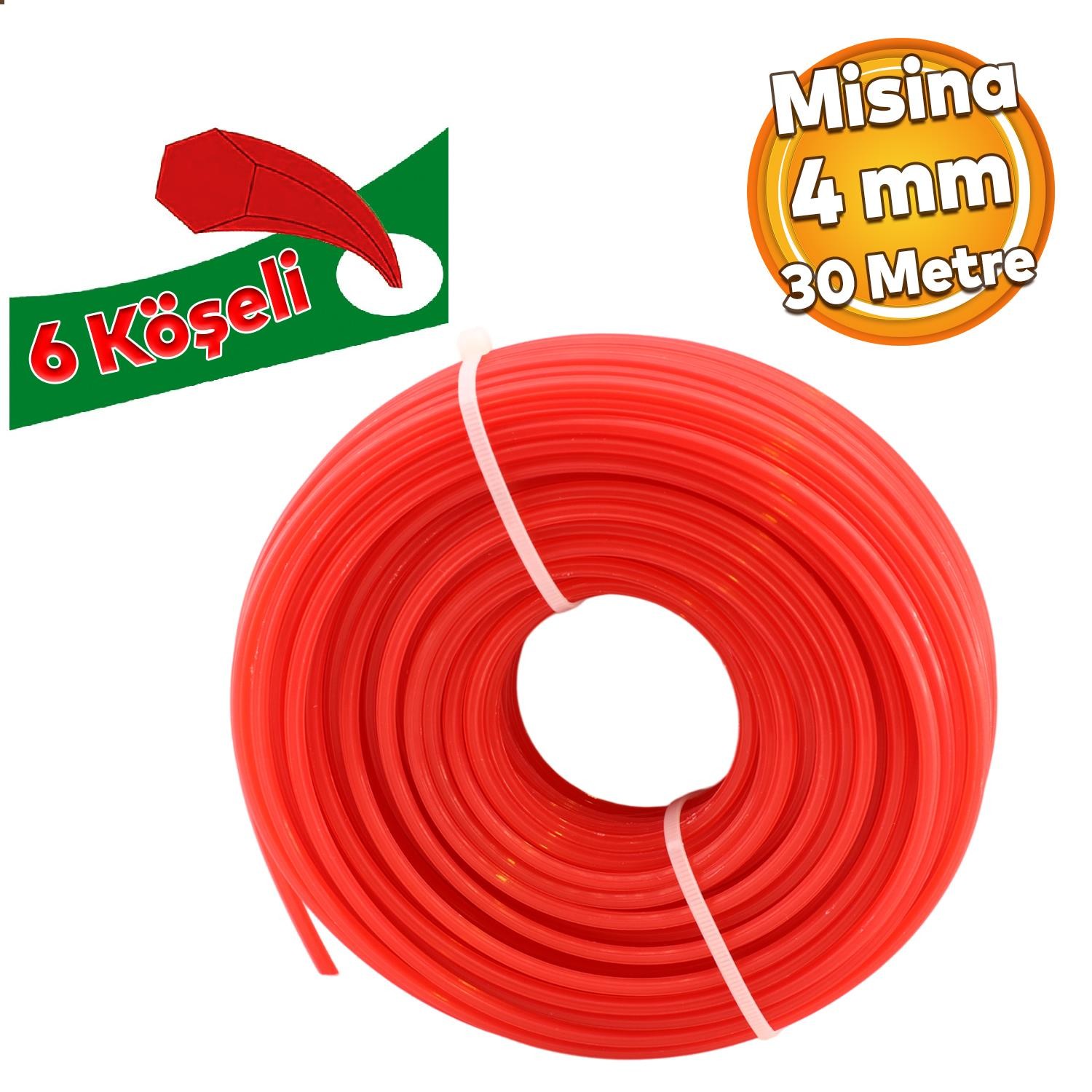 Motorlu Tırpan Altı Köşe Misina 4 mm 30 Metre Çim Ot Biçme Teli Extra Güçlü Plastik