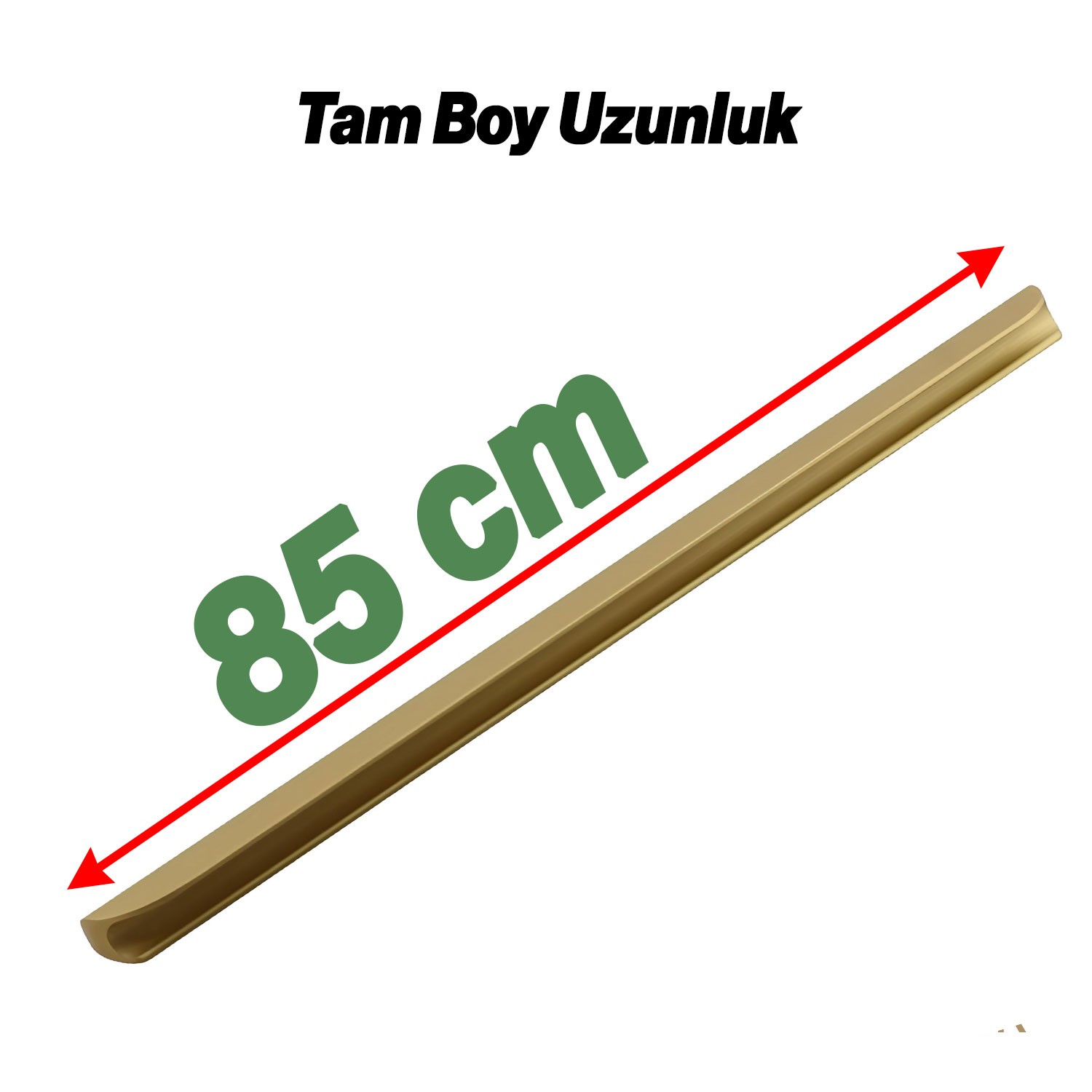 Fırat Mat Altın Gold Metal Gardırop Kulpu 768 mm Mutfak Vestiyer Banyo Mobilya Çekmece Dolap Kulplar