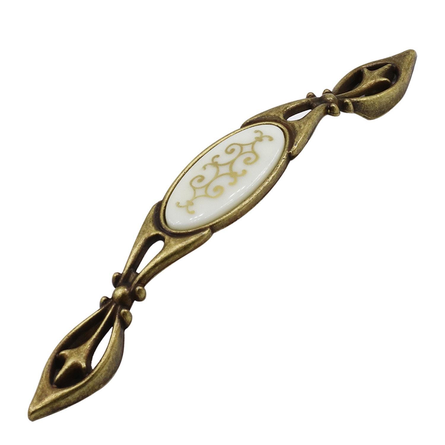 Silivri (128 mm-12.8 cm) Eskitme Antik Sarı Metal (4 ADET) Mobilya Mutfak Dolap Kulpu Kulbu Kulpları