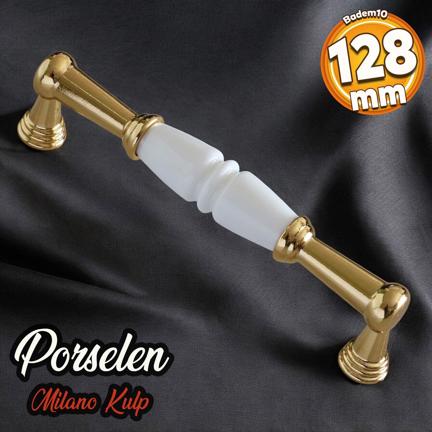 Milano Gerçek Porselen  Altın 128 mm Mobilya Mutfak Kulp Çekmece Dolap  Kulplar Kapak Kulpu Kulbu 