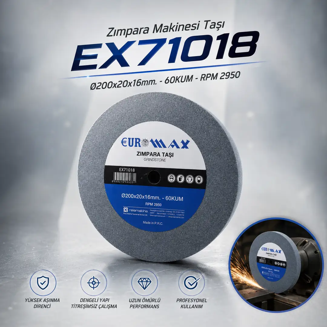Zımpara Makinesi Taşı 200x20x16 mm 60 Kum Taşlama Bileme Taşı 2950