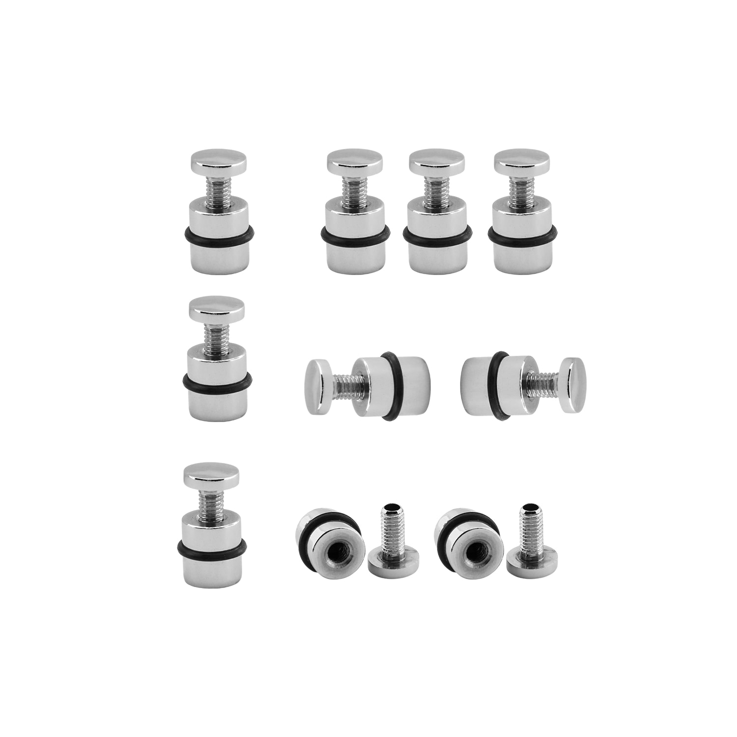 O-RİNGLİ Metal Cam Raf Tutucu (10 Adet) Krom 90-2503-01 Oringli Contalı Vidalı Metal Tutamak