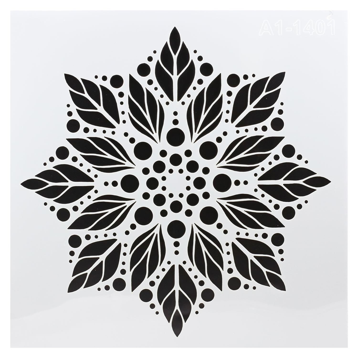Stencil Duvar Boyama Şablon Tasarım Mandala Desen Tekrar Kullanılabilir 30x30 cm