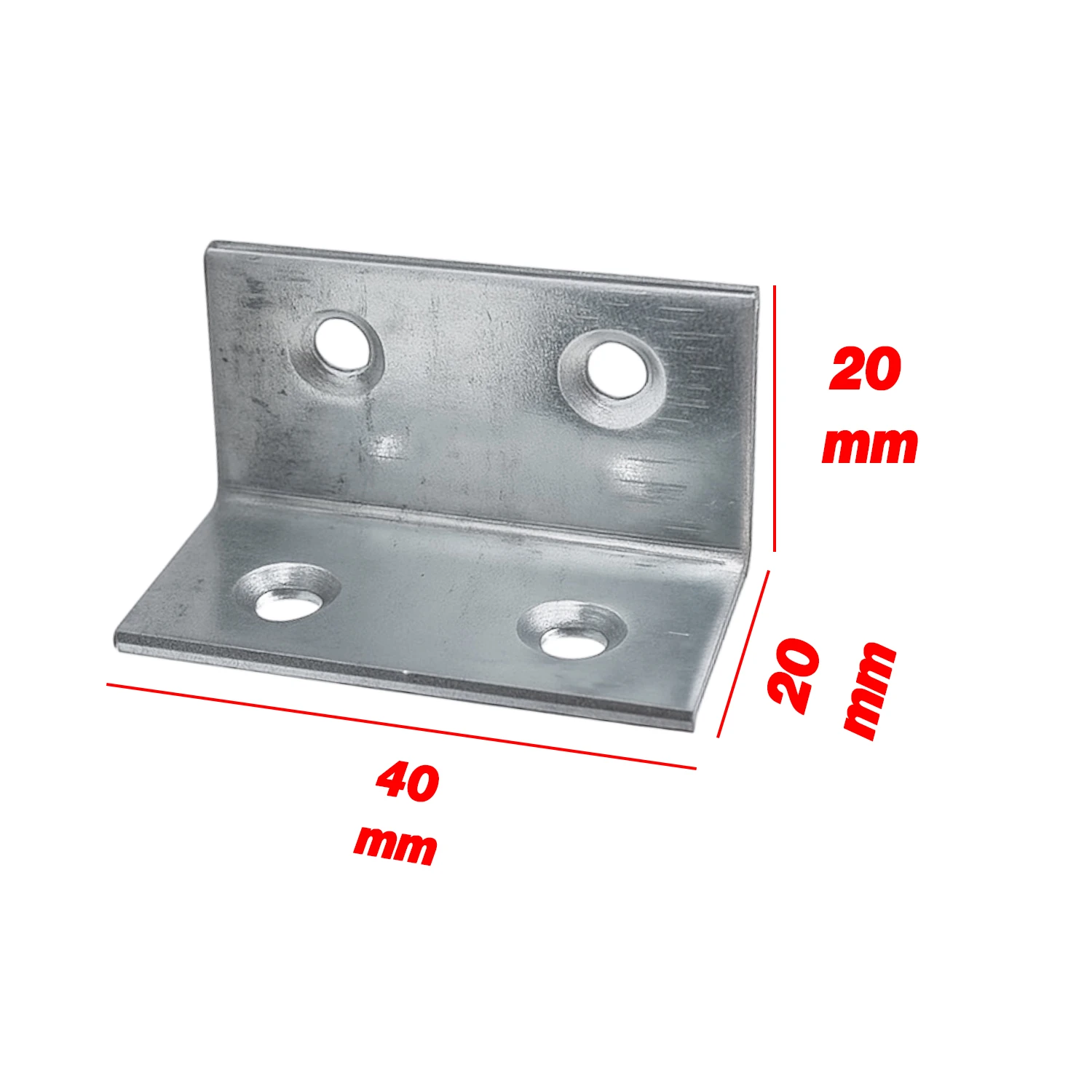 (50 ADET) Metal Köşebent 40x20x20 mm L Demiri Gönye Mobilya Dolap Duvar Sabitleme Bağlantı Aparatı