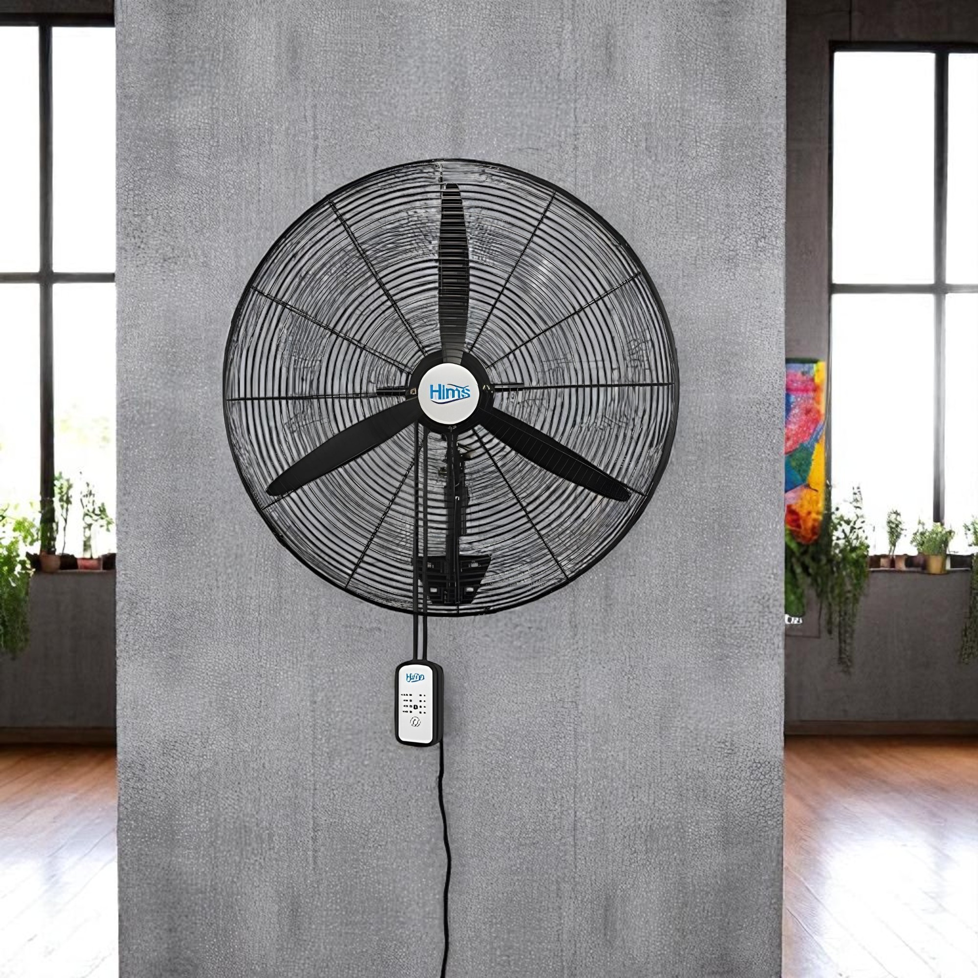 Sanayi Tipi Kumandalı 75 cm 210W Duvar Vantilatörü Endüstriyel Sessiz Duvara Monte Zincirli Fan
