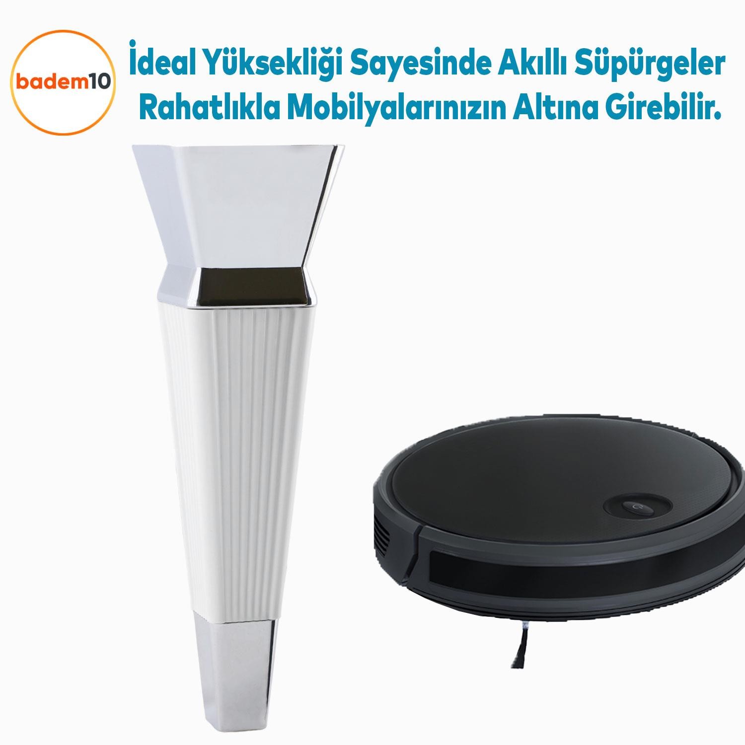 Dempa Lüks Mobilya Oturma Grubu Kanepe Tv Ünitesi Koltuk Ayağı Konsol Ayakları Beyaz Krom 20 Cm