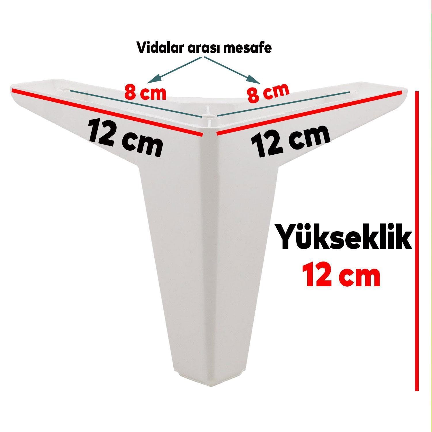 Sedir 6'lı Set Mobilya TV Ünitesi Çekyat Koltuk Kanepe Destek Ayağı 12 cm Beyaz Baza Ayak M8 Destek