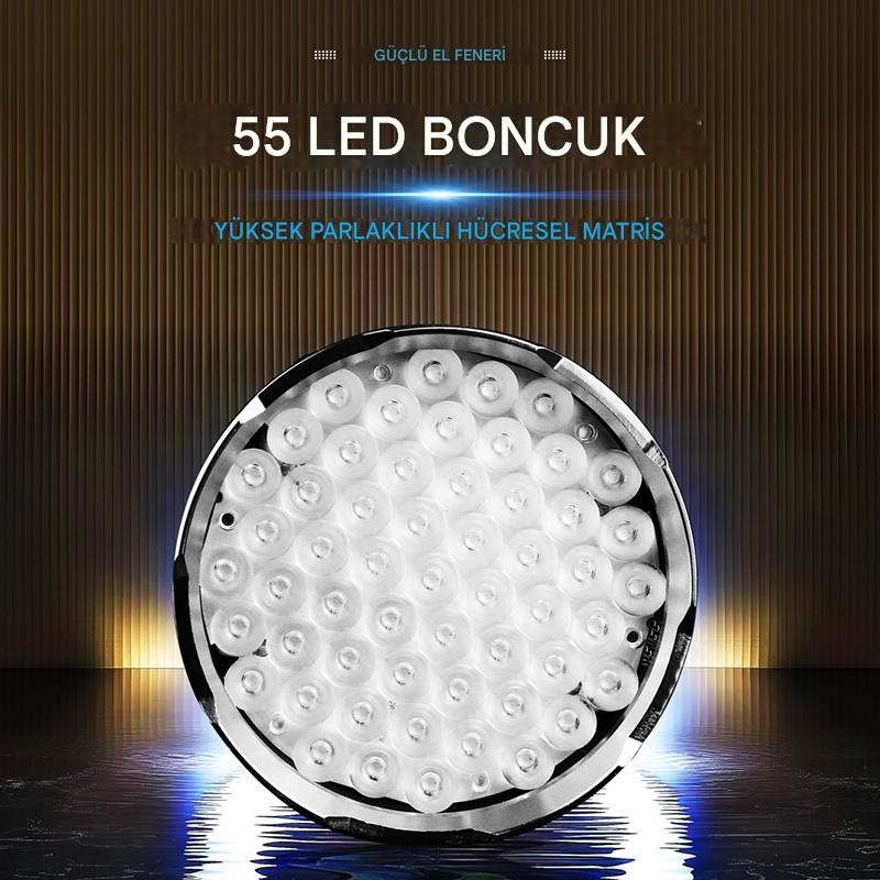 120W Usb Şarjlı Yüksek Işıklı LED Taktik El Feneri Süper Parlak Işık Su Geçirmez Gece Kamp Acil