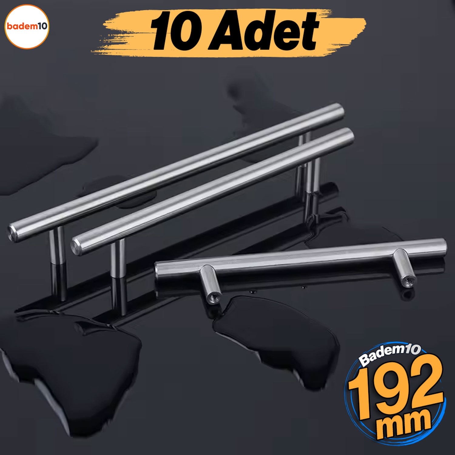 Pürüzsüz 192 mm İnox Metal 10 Adet Dolap Dolabı Mobilya Mutfak Çekmece Kapak Kulbu Kulpu Kulpları