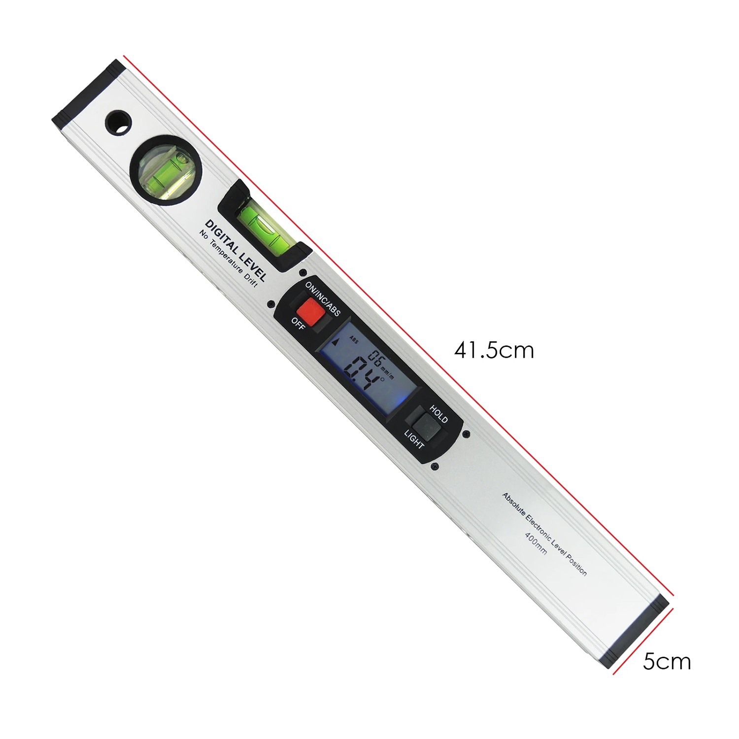 Dijital Lcd Ekranlı Su Terazisi 40 cm 400mm Hassas Elektronik Açı Ölçer Alüminyum Gövde Gönye Cihazı