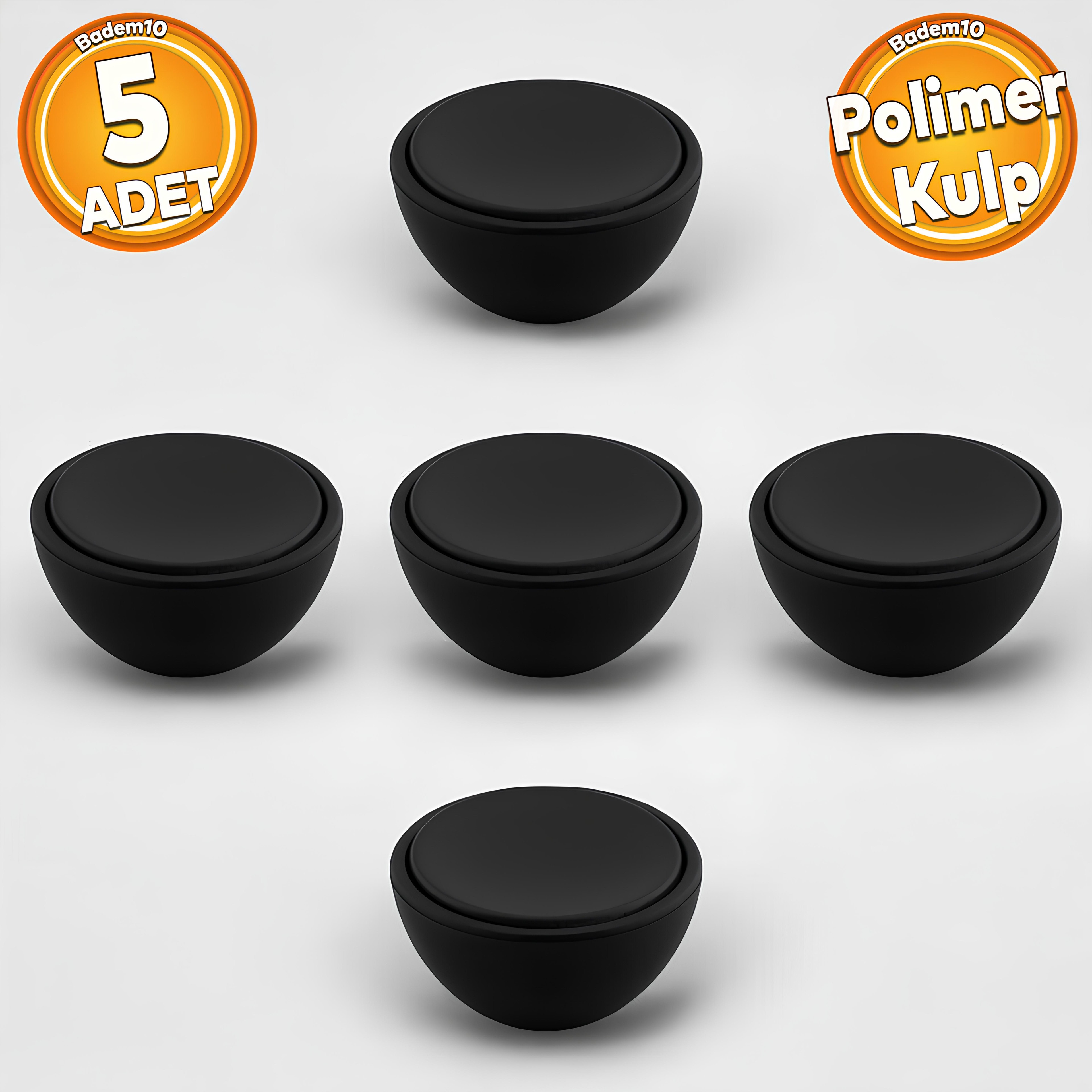 Piyano Polimer Düğme Kulp İçbükey Mat Siyah Dolap Mobilya Mutfak Dolabı Çekmece Kulpu Kulbu 5 ADET