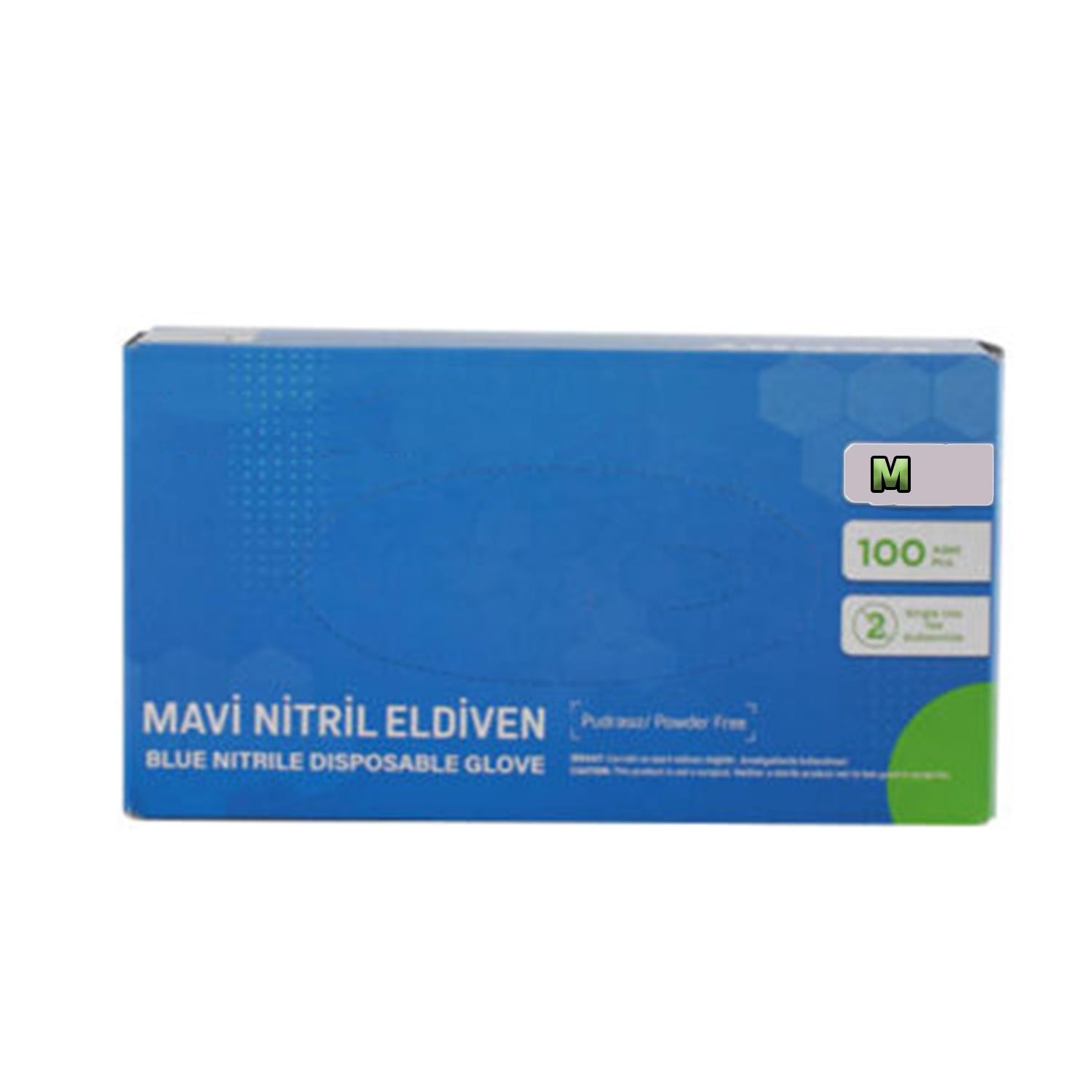 Handy Mavi Nitril Muayene Eldiveni M Beden Pudrasız Eldiven 100 Adet (50 ÇİFT)