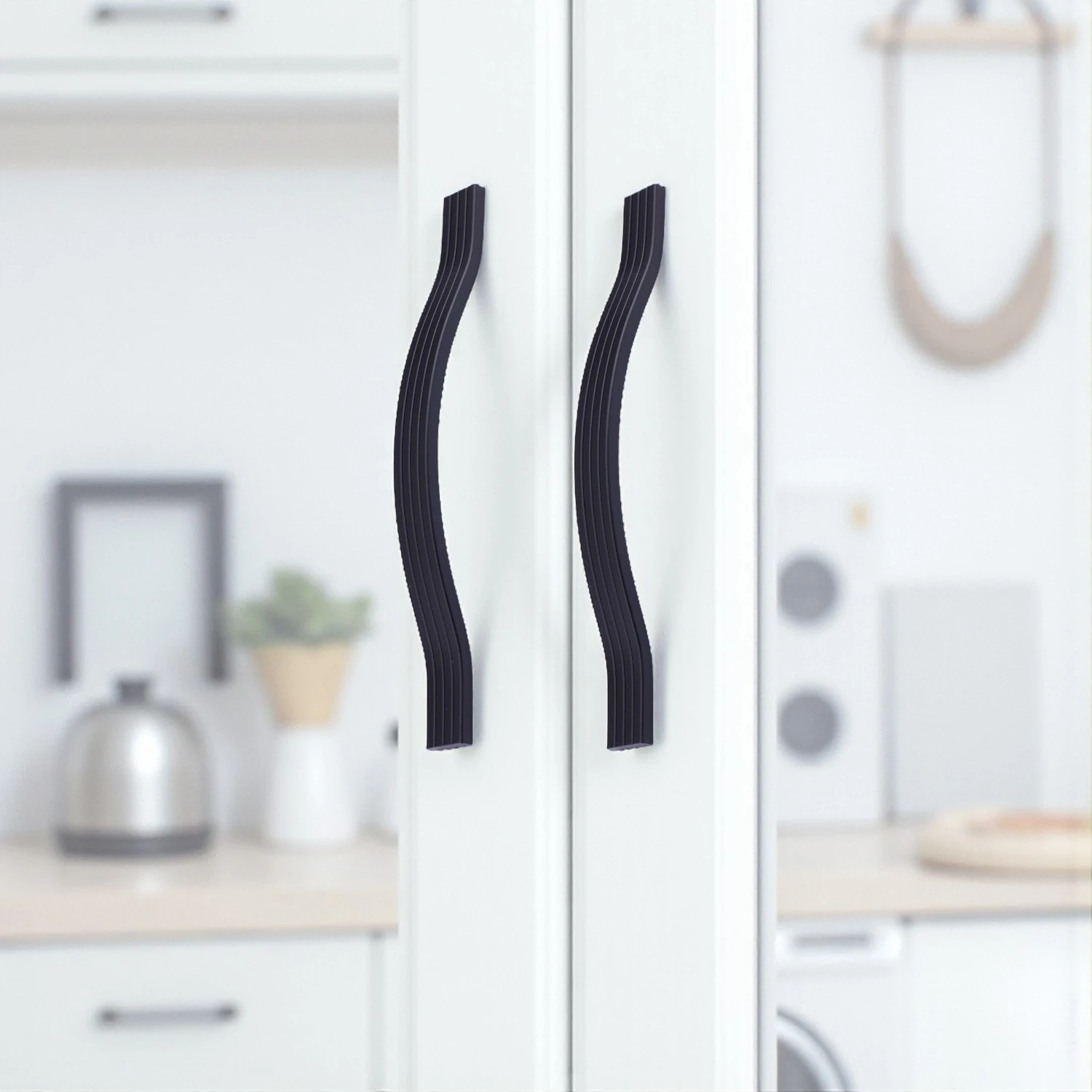 Akasya 224 mm Siyah Çizgili Metal Kulp Mobilya Çekmece Dolap Kapak Kulpu Paslanmaz Kulpları