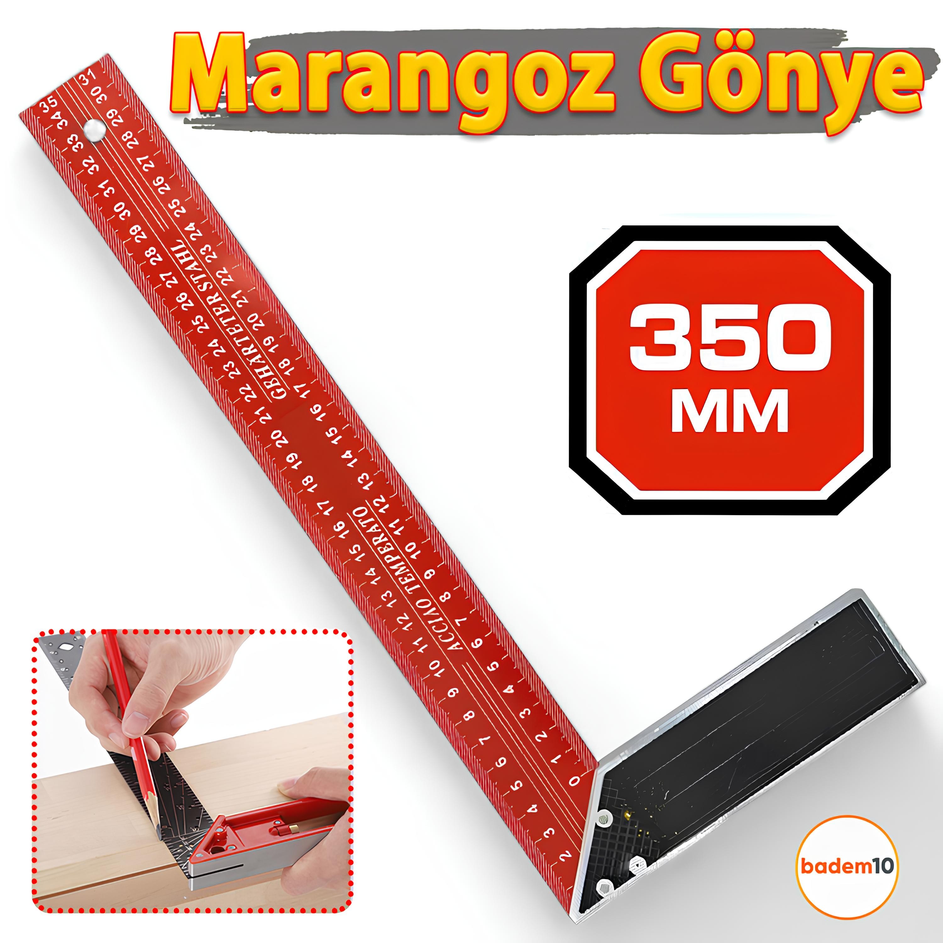 350 mm 35 cm Alüminyum Marangoz Gönye Metal Gövde Açılı Ölçüm Cetveli Ahşap İnşaat Hassas Gönye