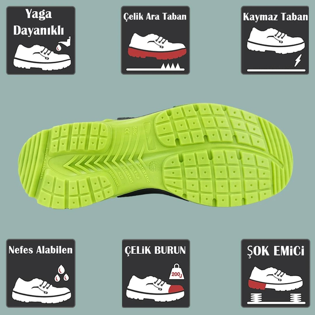 Baymax BX-08 S1 Yazlık Spor İş Güvenlik Ayakkabısı Çelik Burunlu İnşaat Ayakkabısı Kaymaz Tabanlı