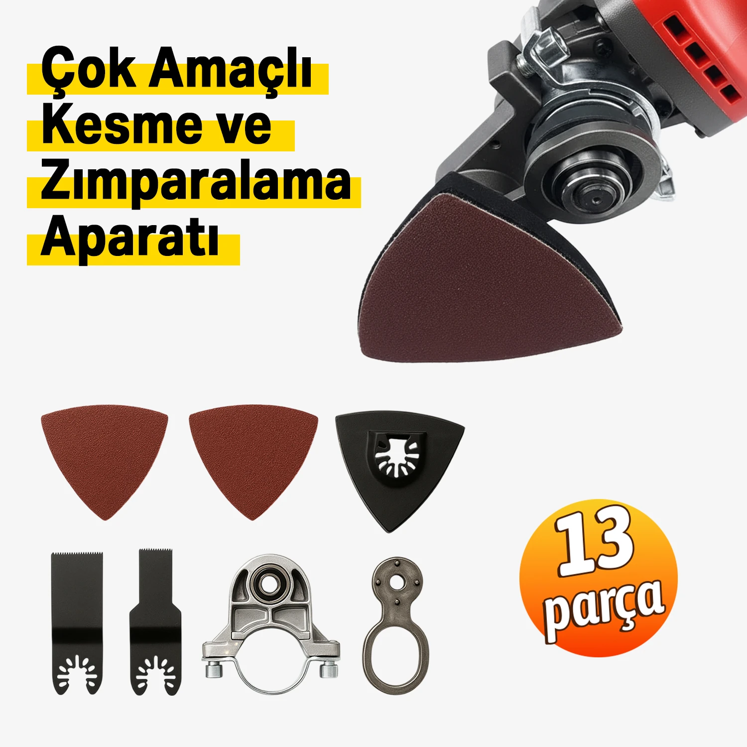 Metal Çok Amaçlı Kesme Zımparalama Aparatı M14 Uyumlu 115 mm Spiral Adaptör 13 Parça