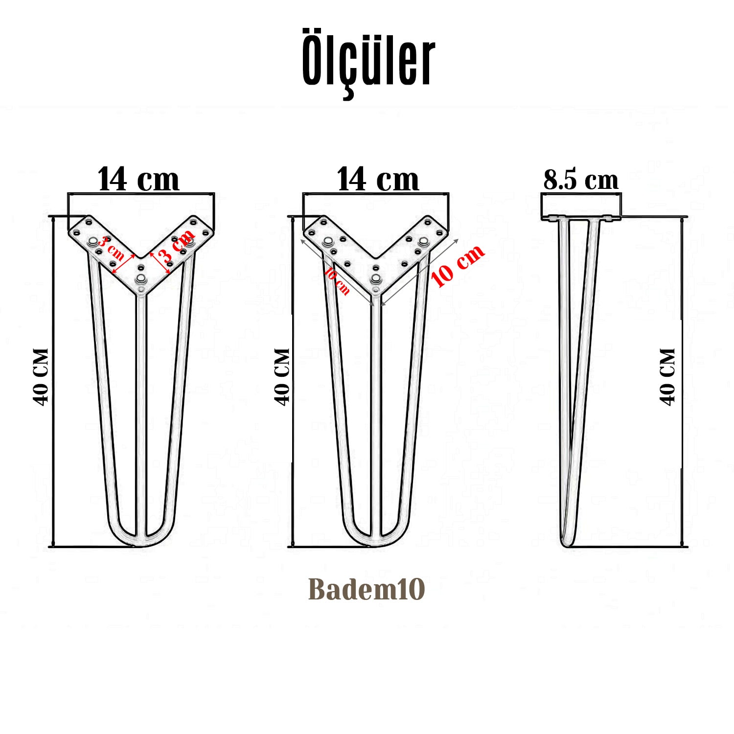 Siyah Metal Sehpa ve Masa Ayağı 41 cm Tekli Dayanıklı Mobilya Destek Ayağı Yükseltici Ayak Modeli