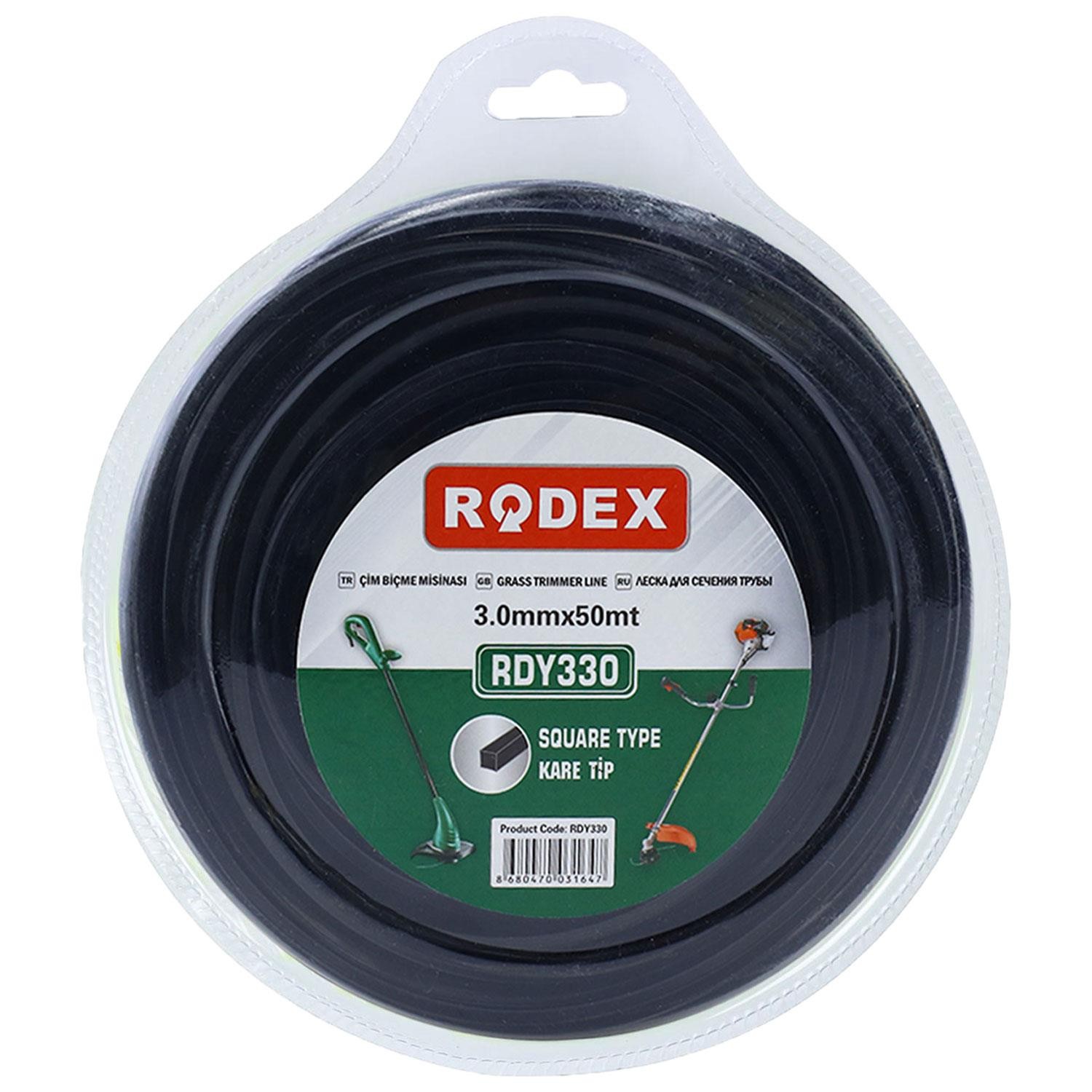 Rodex RDY330 Misina Motorlu Tırpan Kare Misina 3 mm 50 Metre Çim Ot Biçme Teli