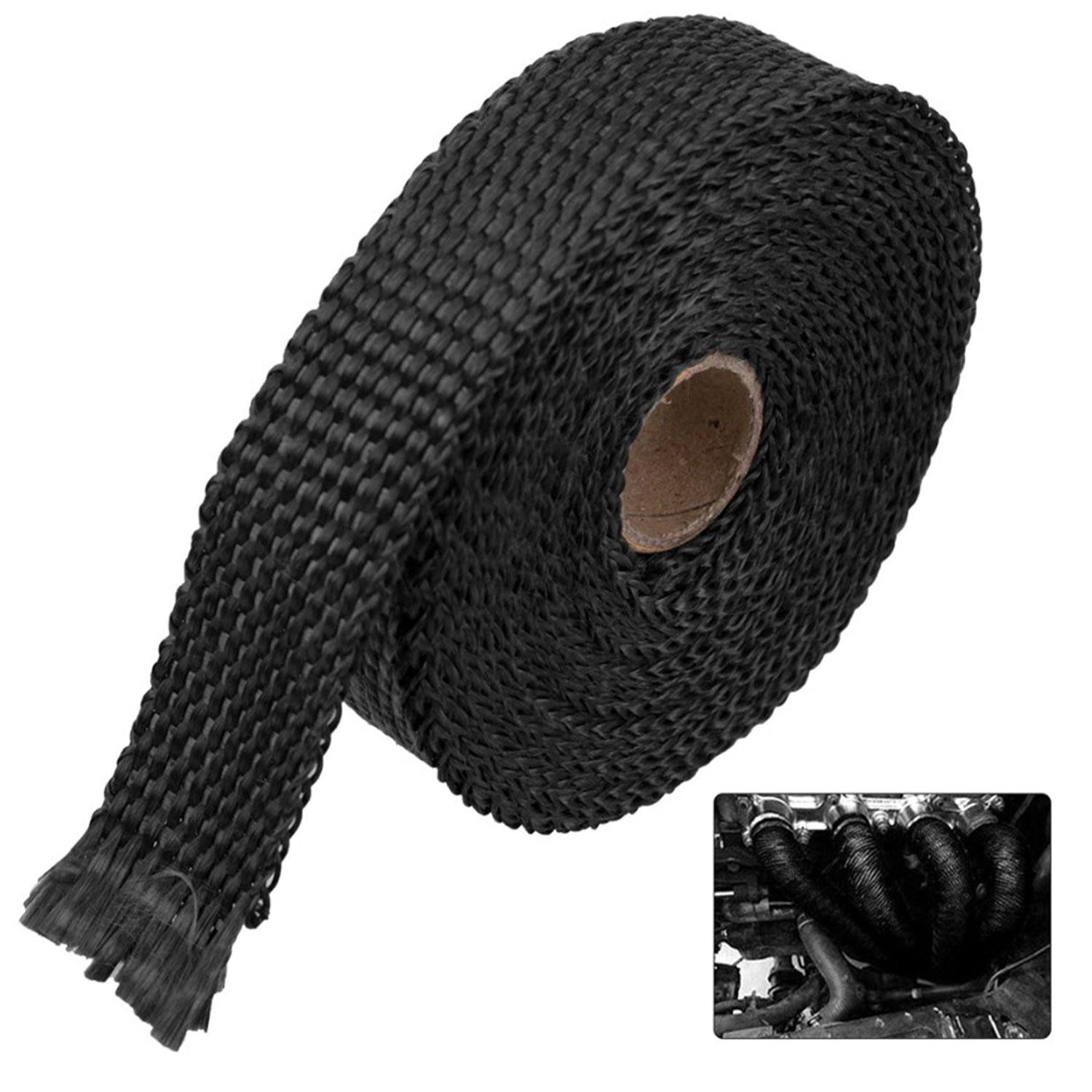 Cam Elyaf Egzos Sargısı Yanmaz Bant 3 mm X 10 Cm 5 Metre Amyant Bant Siyah Sıcaklık Önler Bant