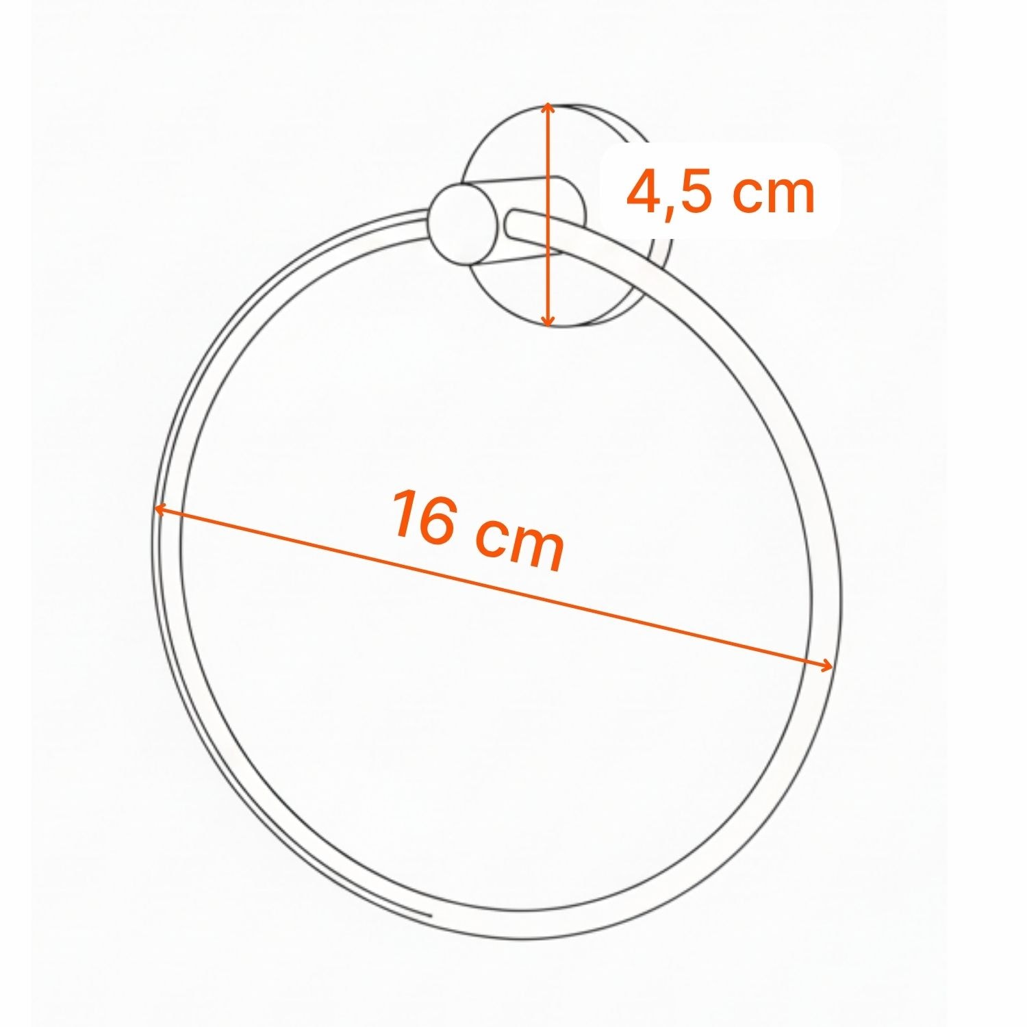 Vidalı Siyah Renkli Yuvarlak 16 cm Banyo Mutfak Lavabo Pratik Havluluk Askılığı
