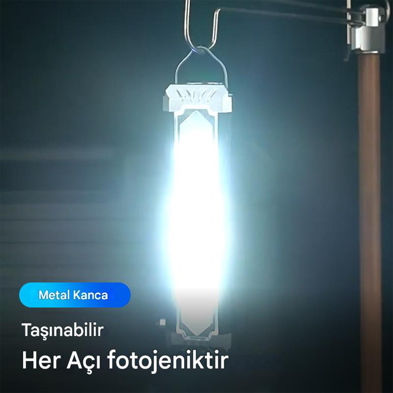 El Feneri Güneş Enerjli Ledli 15W Şarjlı Mıknatıslı Askılı Kamp Taktik El Feneri Su Geçirmez